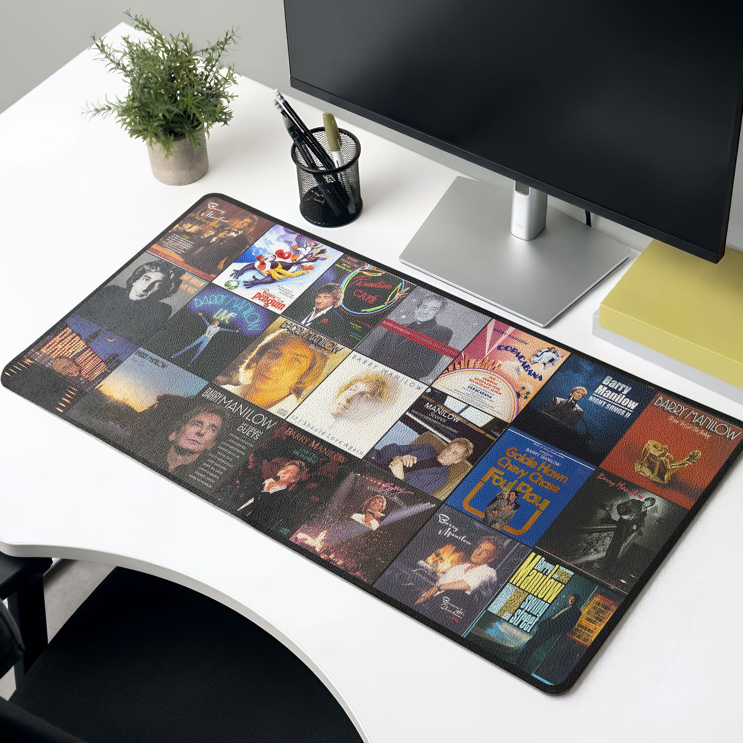 Barry Manilow Album Collage Print Desk Mat – Non-slip Office Gift Keyboard Pad Birthday Gift For Music Lovers