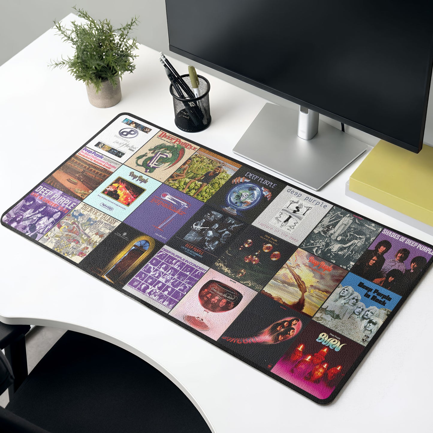 Deep Purple Band Album Collage Print Desk Mat – Non-slip Office Gift Keyboard Pad Birthday Gift For Music Lovers