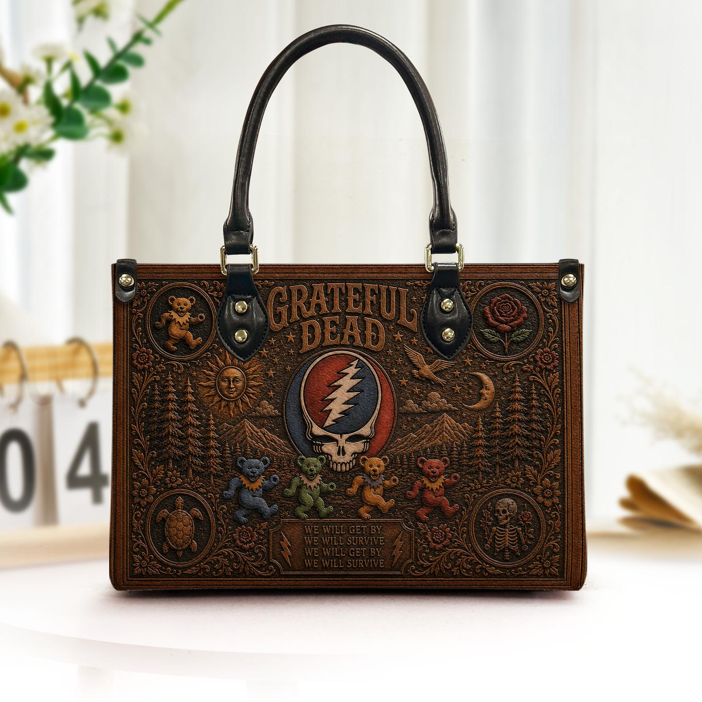 Grateful Dead Handbag, Tote Bag and Wallet Set - Inspired Vintage Rock Music Accessories