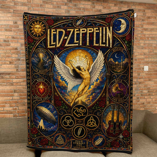 Led Zeppelin Band Sherpa Blanket – Stairway To Heaven Stained Glass Blanket