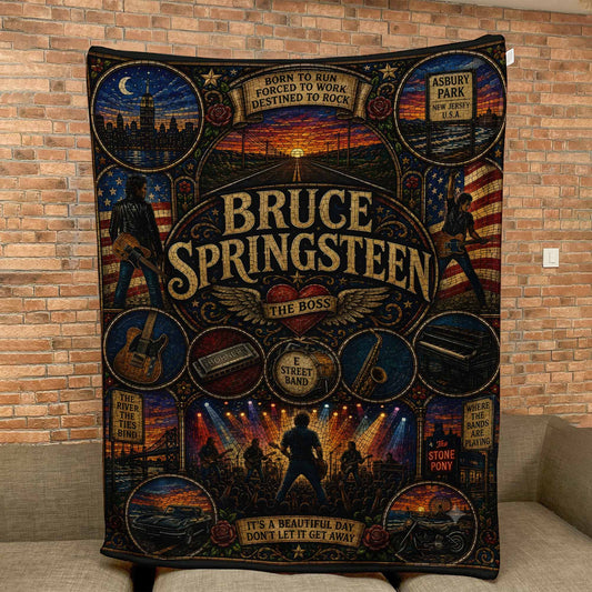 Bruce Springsteen Sherpa Blanket – Born To Run Stained Glass Blanket