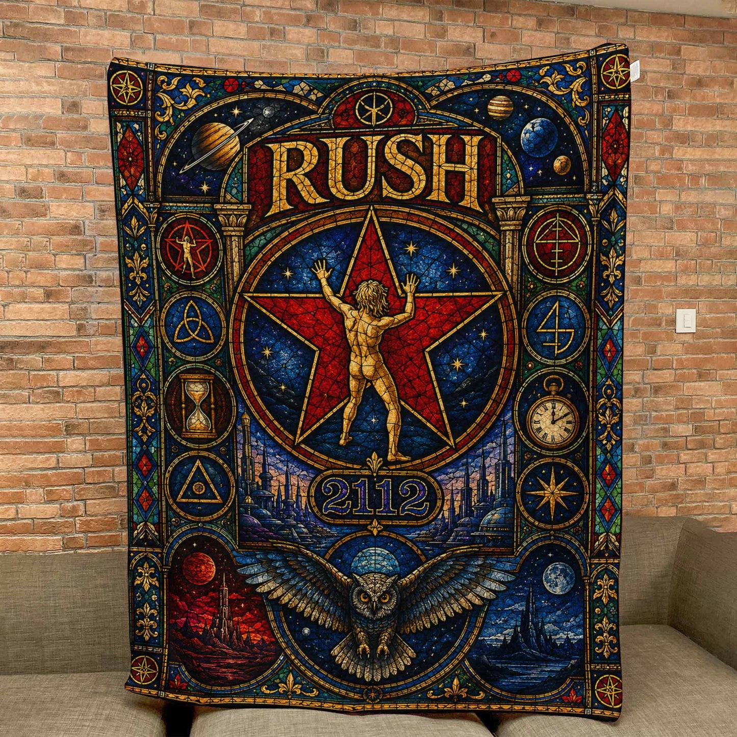 Rush Band Sherpa Blanket – Starman 2112 Stained Glass Blanket