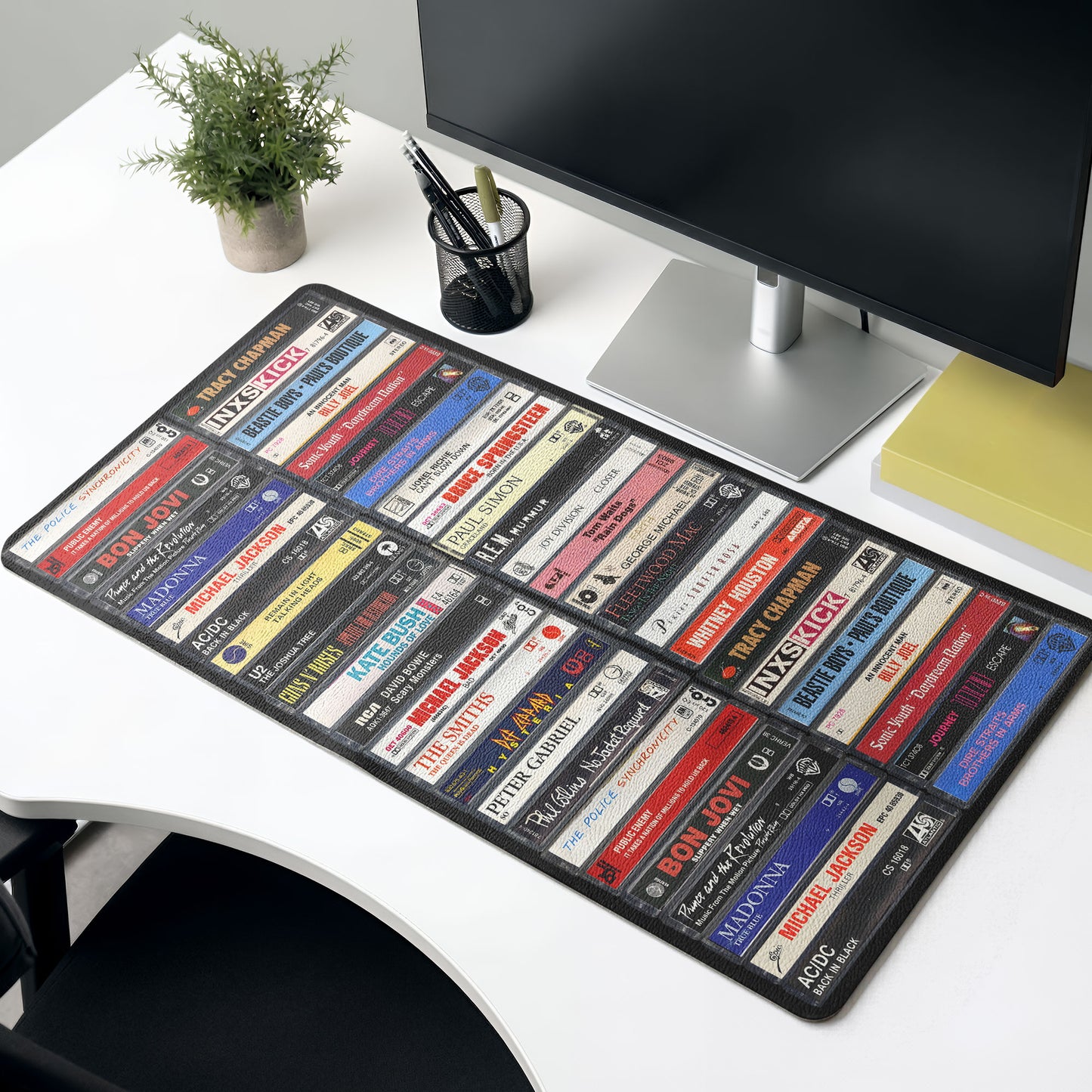 80s Music Cassette Album Print Desk Mat – Non-slip Office Gift Keyboard Pad Birthday Gift For Music Lovers