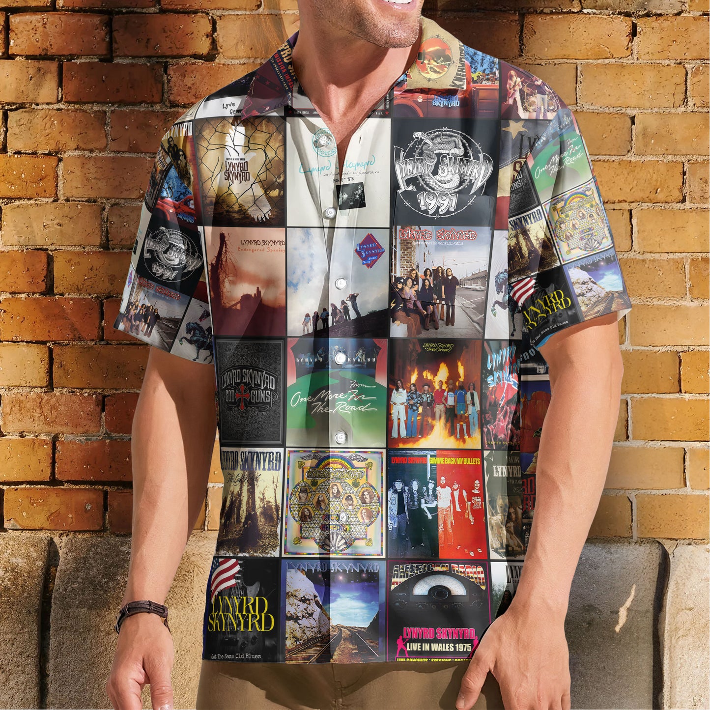 Lynyrd Skynyrd Nostalgia Collage Hawaiian Shirt – Southern Rock Memories Gift