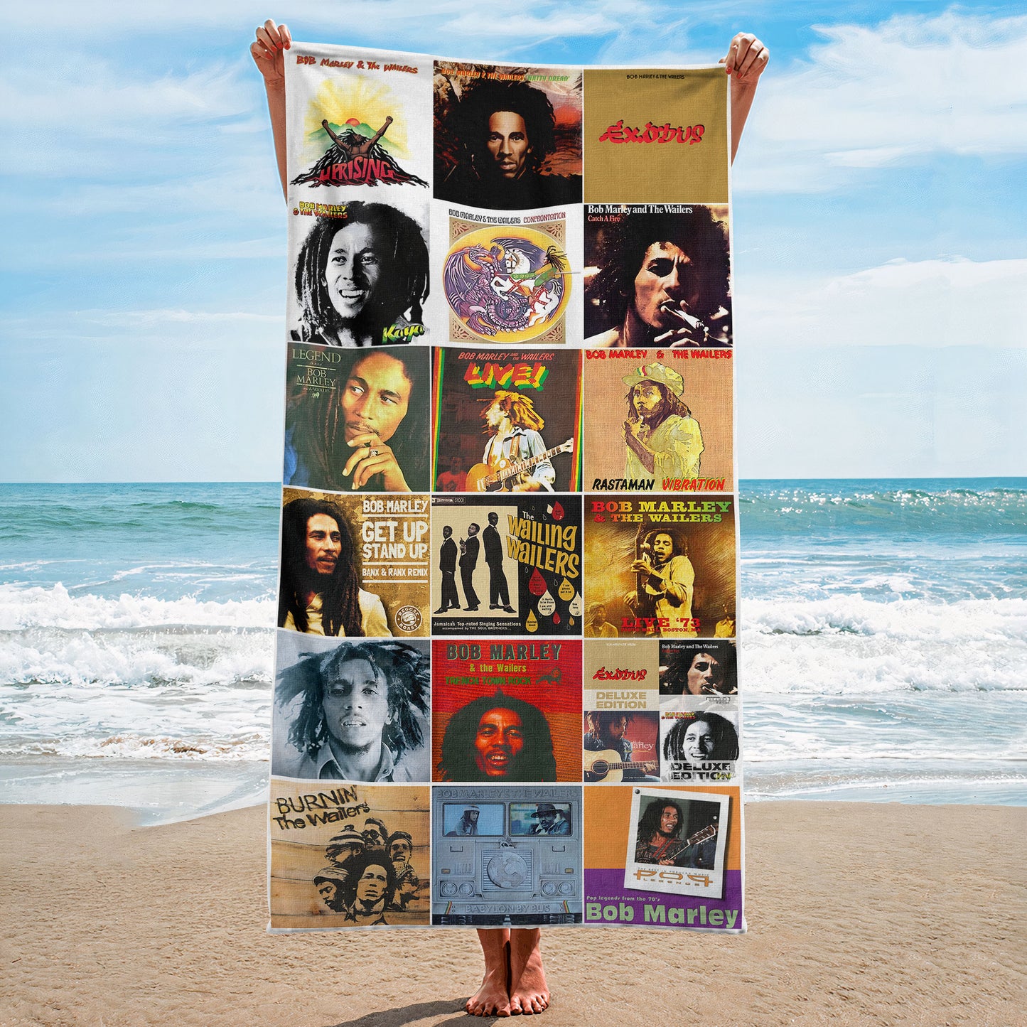 Bob Marley Beach Towel – Album Cover Collage Classic Rock Towel