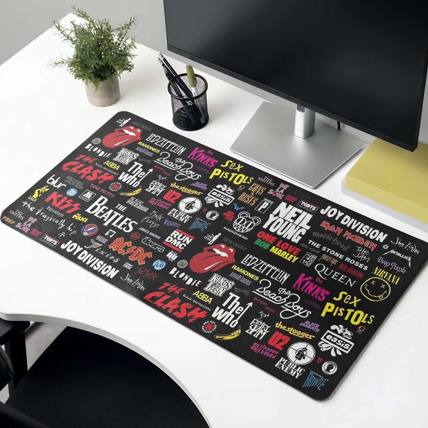 Vintage Rock Band Logo AC/DC The Beatles Radiohead Desk Mat – Non-slip Office Gift Keyboard Pad Birthday Gift For Music Lovers