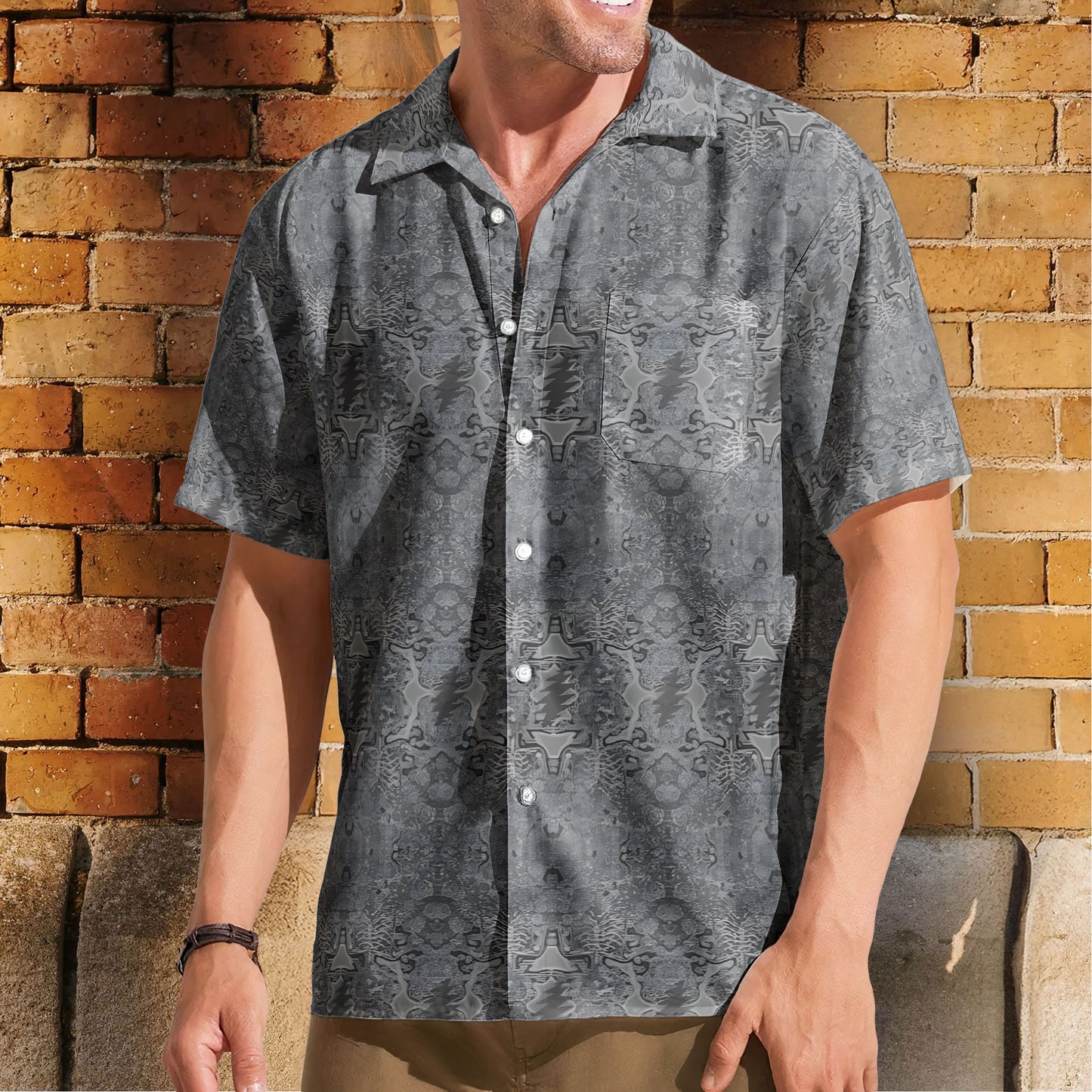 Grateful Dead Inspried Unisex Hawaiian Shirt – Psychedelic Skull All-Over Print Button-Up