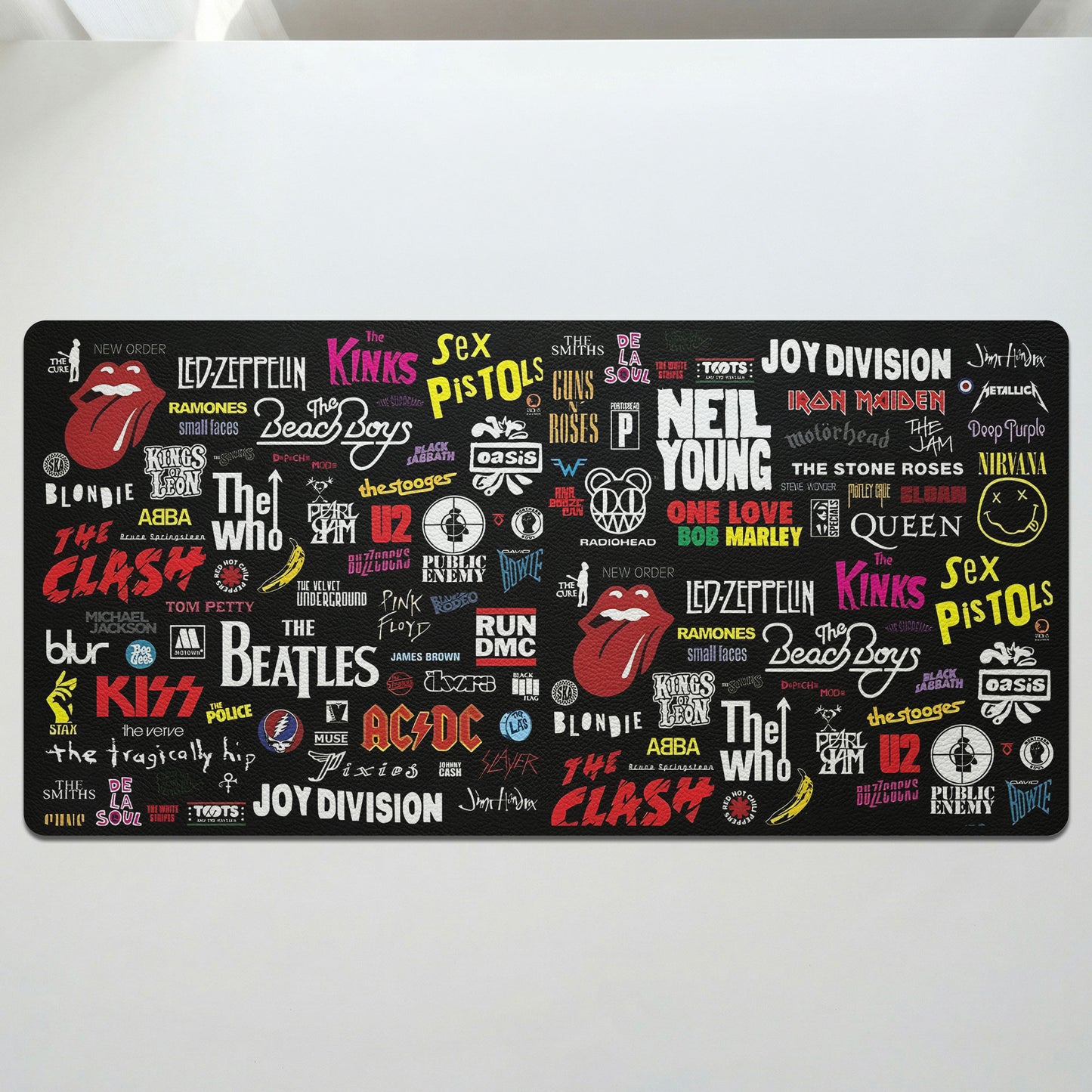 Vintage Rock Band Logo AC/DC The Beatles Radiohead Desk Mat – Non-slip Office Gift Keyboard Pad Birthday Gift For Music Lovers