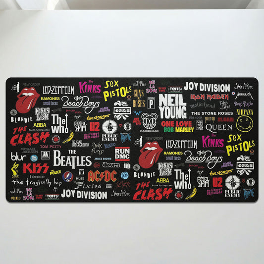 Vintage Rock Band Logo AC/DC The Beatles Radiohead Desk Mat – Non-slip Office Gift Keyboard Pad Birthday Gift For Music Lovers