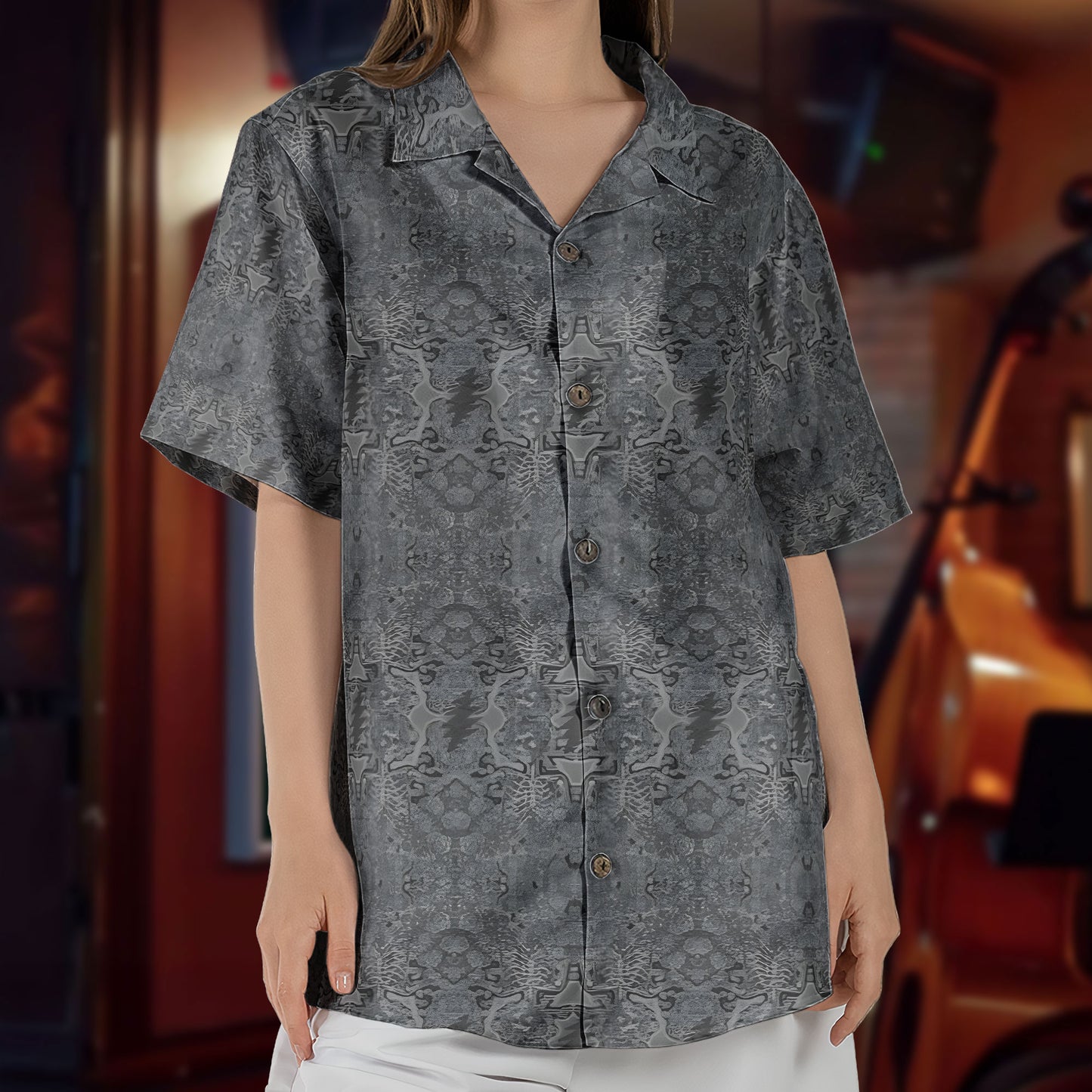 Grateful Dead Inspried Unisex Hawaiian Shirt – Psychedelic Skull All-Over Print Button-Up