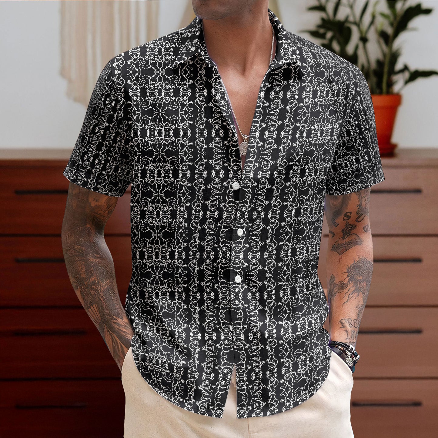 Reflections III Grateful Dead Dancing Bears Hawaiian Shirt – Retro Music Album Art Inspired Shirt