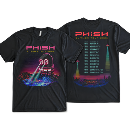 Phish Summer Tour 2026 Graphic T-Shirt – Neon Psychedelic Concert Style Unisex Tee
