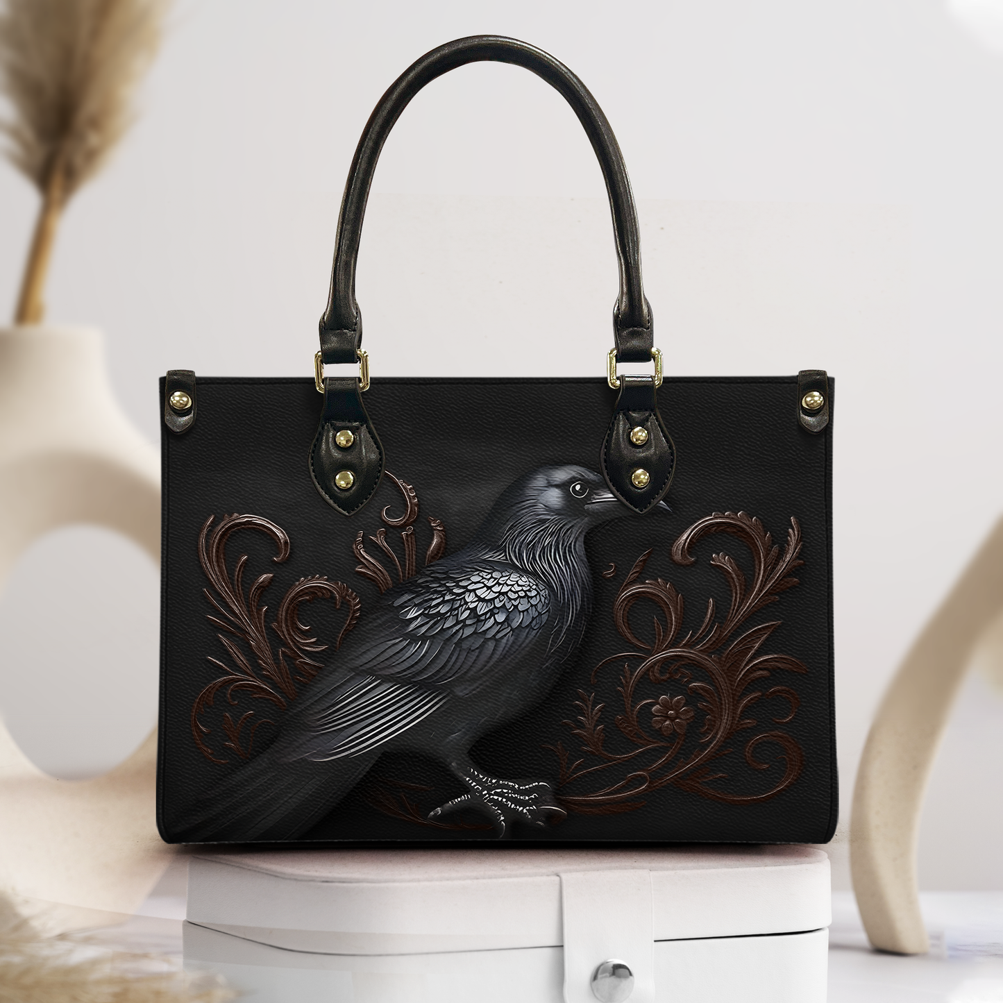 Edgar Allan Poe Raven Design Leather Handbag & Wallet Set