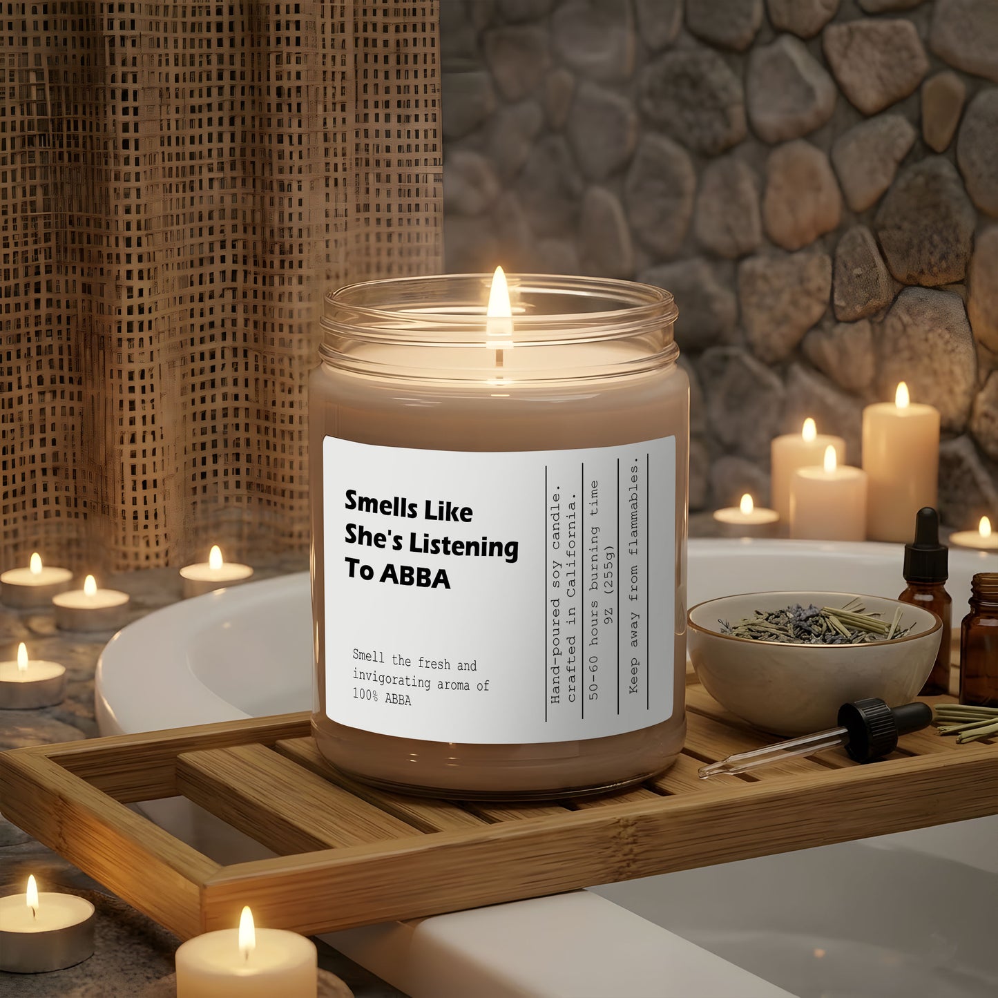 ABBA Scented Candle – “Smells Like She’s Listening To ABBA” Music Lover Gift