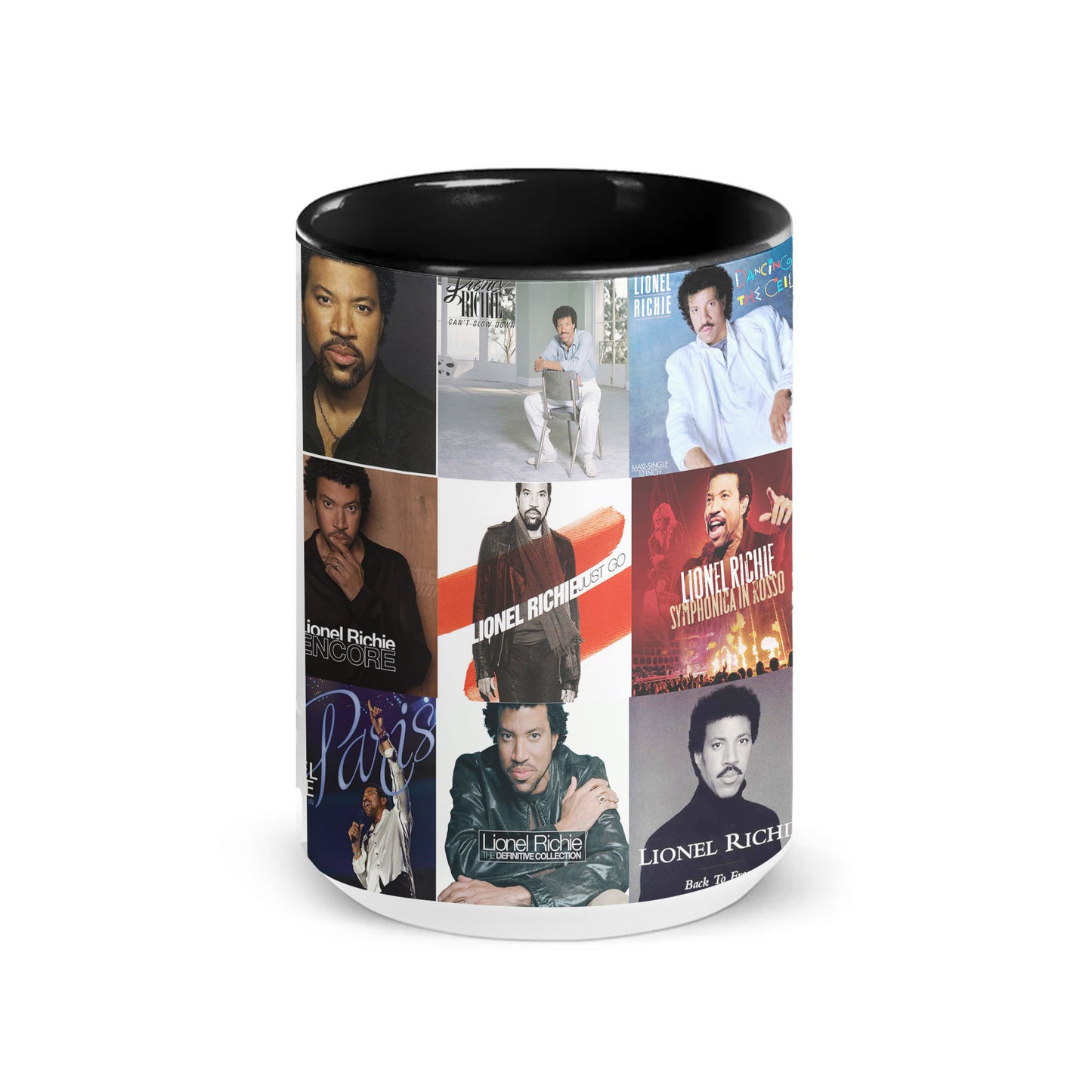 Lionel Richie Accent Mug – Soulful Classics Album Cover Collage Gift
