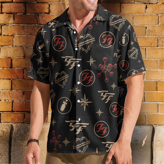 Foo Fighters Rock Icon Graphic All-Over Print Hawaiian Shirt – Retro Music Album Art Inspired Unisex Shirt