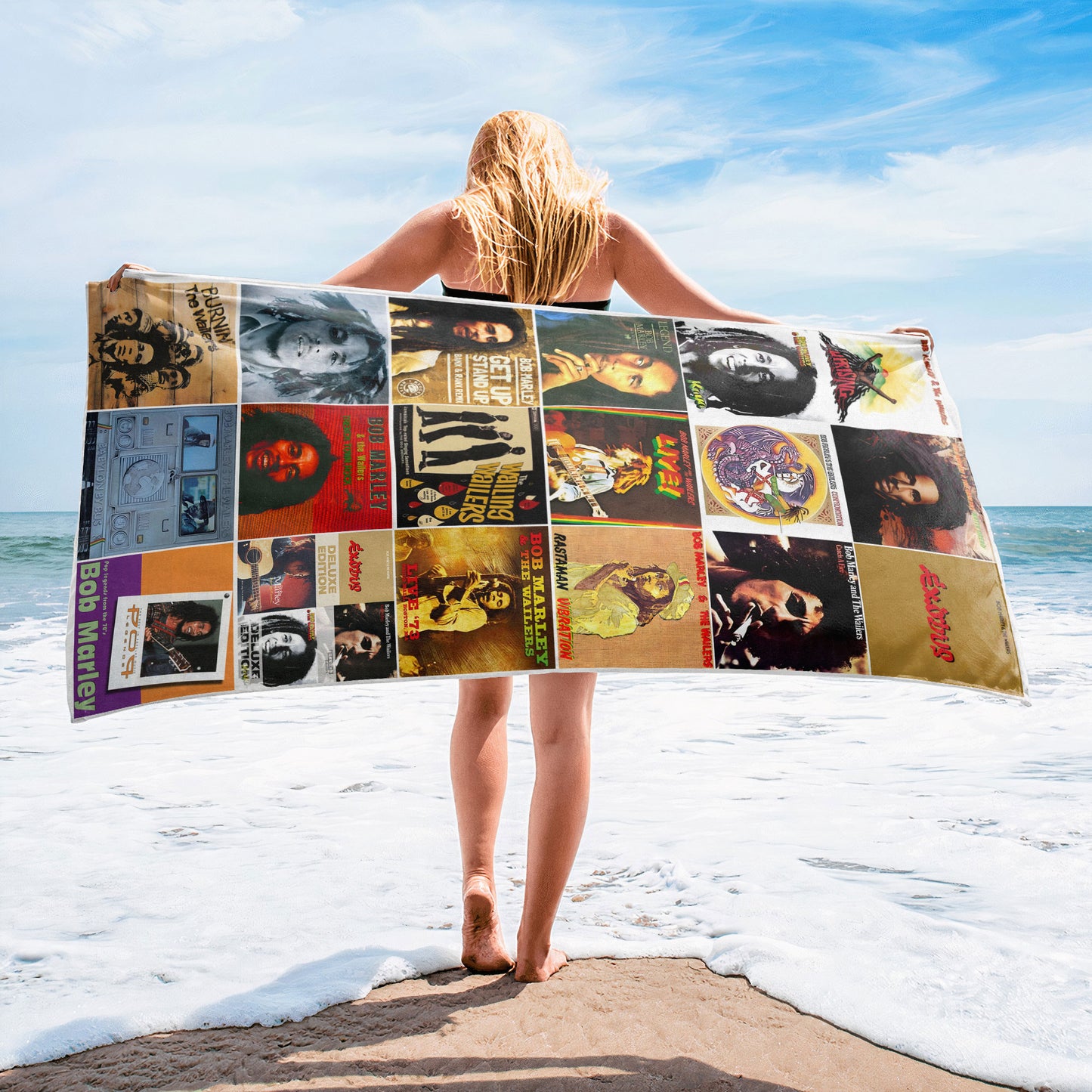 Bob Marley Beach Towel – Album Cover Collage Classic Rock Towel