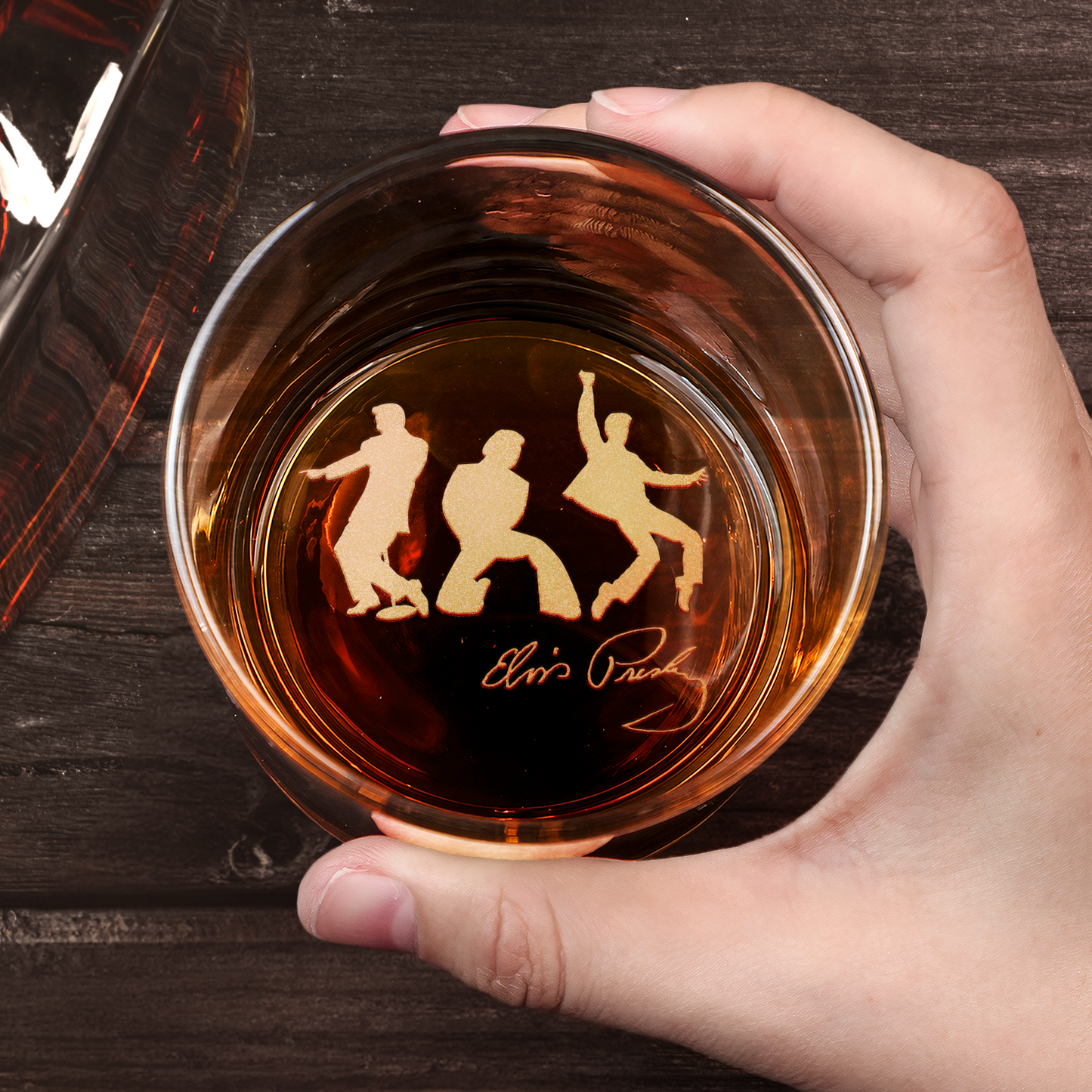 Elvis Presley With Sign Engraved Whiskey Glass - Multiple Designs Available (With Gift Box)