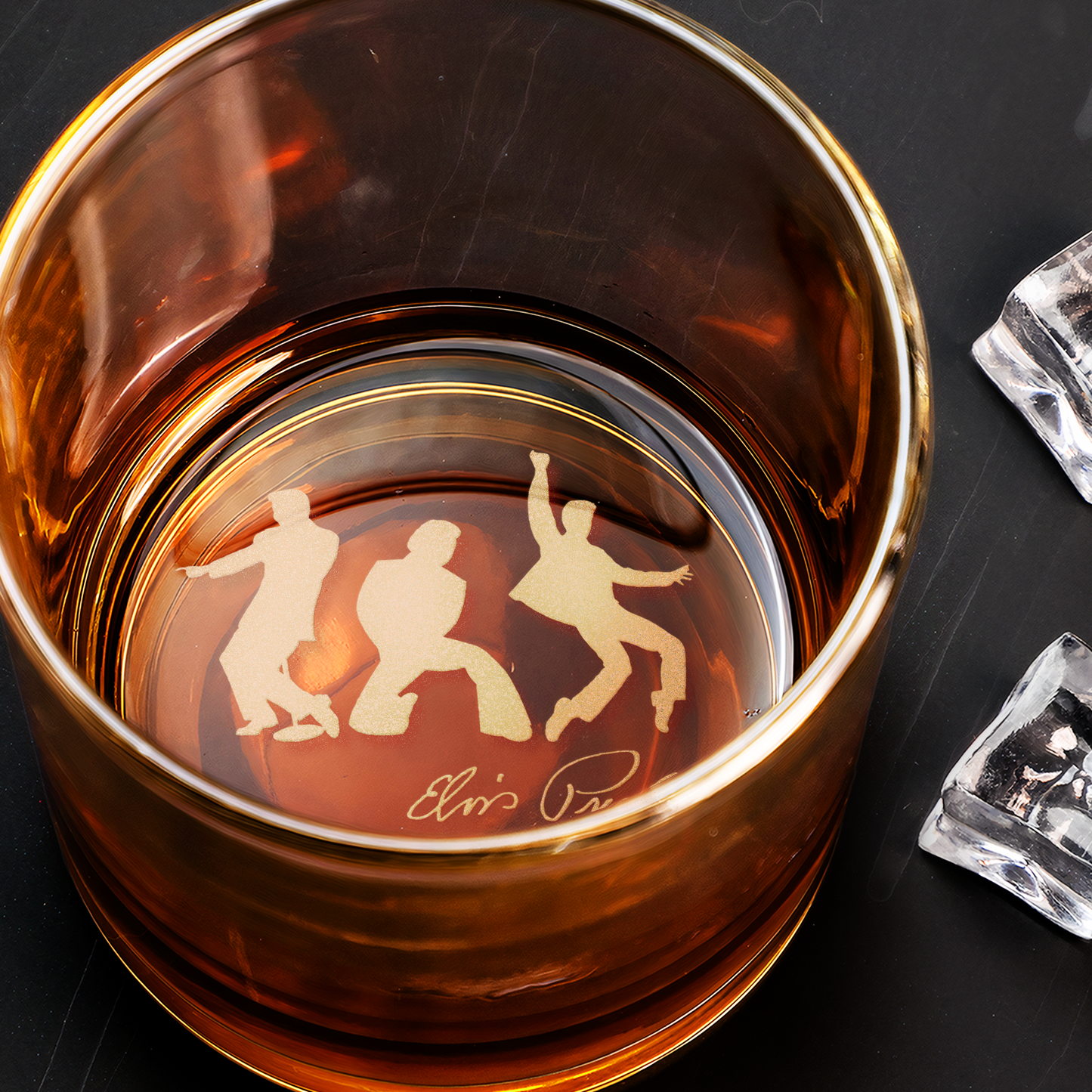 Elvis Presley With Sign Engraved Whiskey Glass - Multiple Designs Available (With Gift Box)