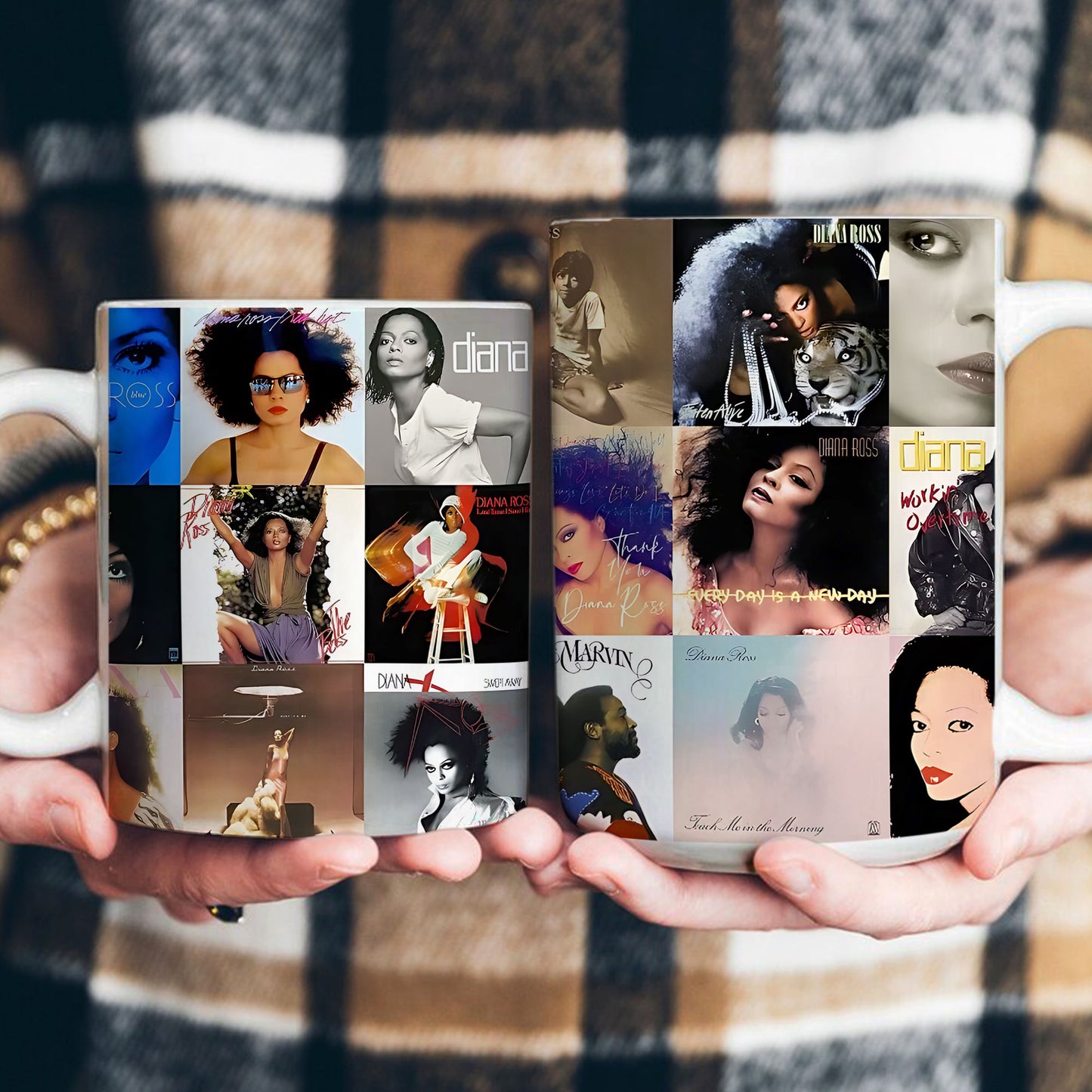 Diana Ross Accent Mug – Classic Album Cover Collage Gift for Soul & Motown Fans