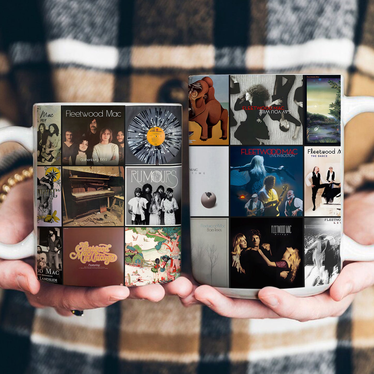 Fleetwood Mac Accent Mug – Classic Album Cover Collage Gift for Rock Music Lovers