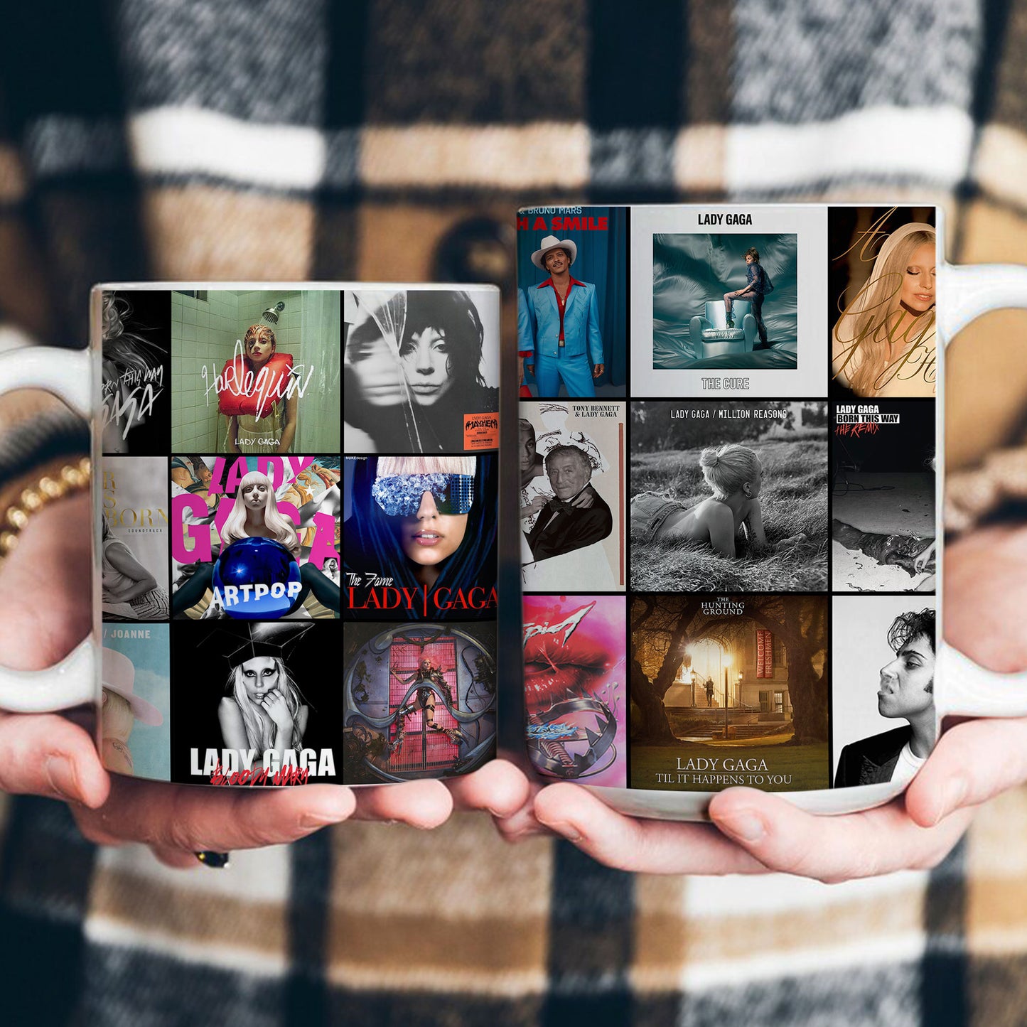 Lady Gaga Accent Mug – Iconic Album Cover Collage Gift