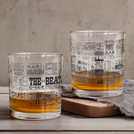The Beatles Vintage Concert Ticket Printed Whiskey Glass - Multiple Designs Available Father's Day Gift (With Gift Box)