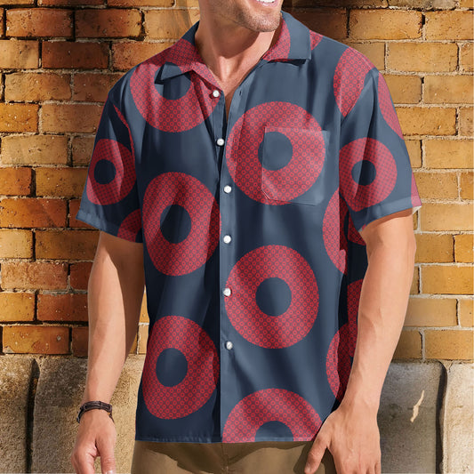 Large Red Phish Fishman Donut Inspried Unisex Hawaiian Shirt – Retro Music Button-Up Shirt