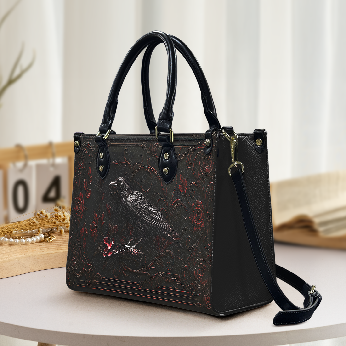 Raven and Rose Leather Handbag & Wallet Set