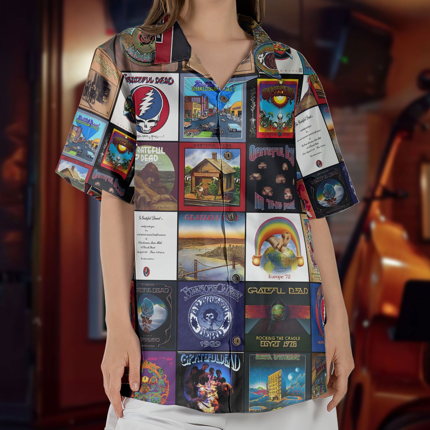 Grateful Dead Inspried Unisex Hawaiian Shirt – Albums Collection Print Button-Up