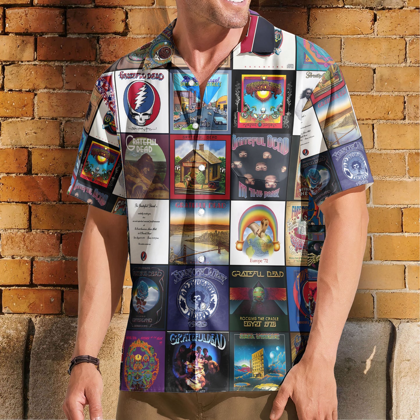 Grateful Dead Inspried Unisex Hawaiian Shirt – Albums Collection Print Button-Up