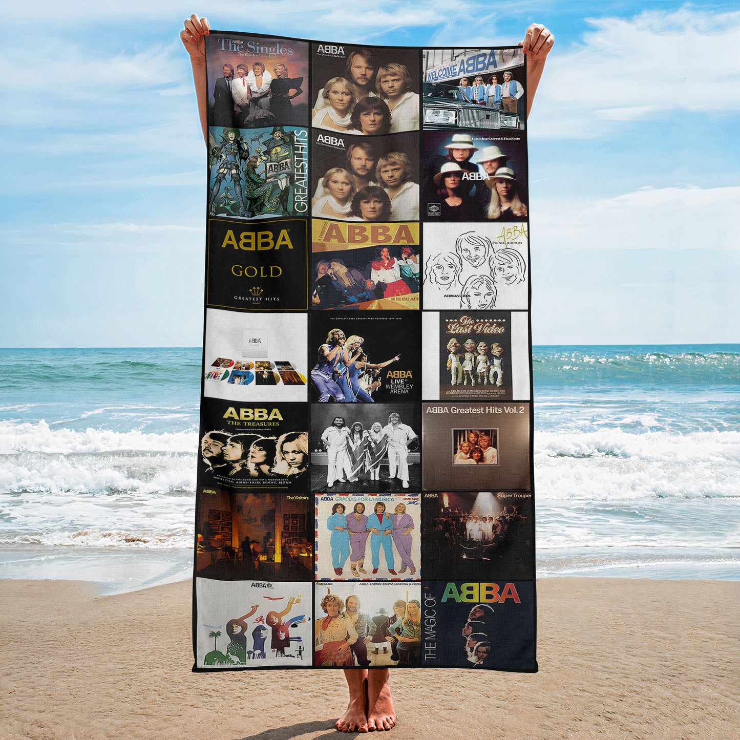 ABBA Beach Towel – Album Cover Collage Classic Rock Towel