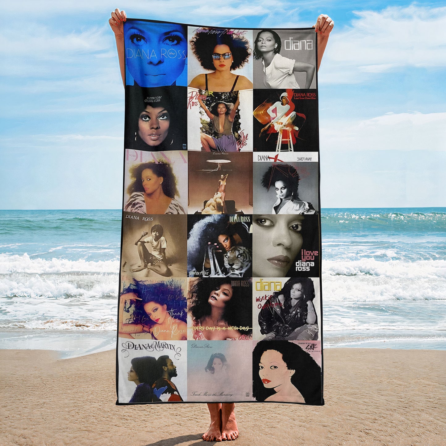 Diana Ross 2 Beach Towel – Album Cover Collage Classic Pop And Rock Towel