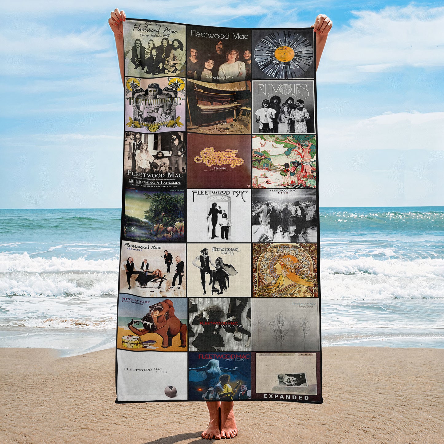 Fleetwood Mac Beach Towel – Album Cover Collage Classic Rock Towel
