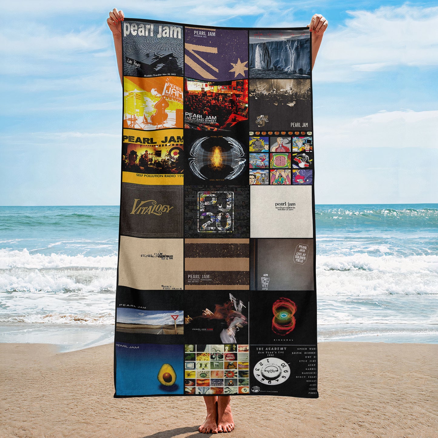 Pear Jam Beach Towel – Album Cover Collage Classic Rock Towel