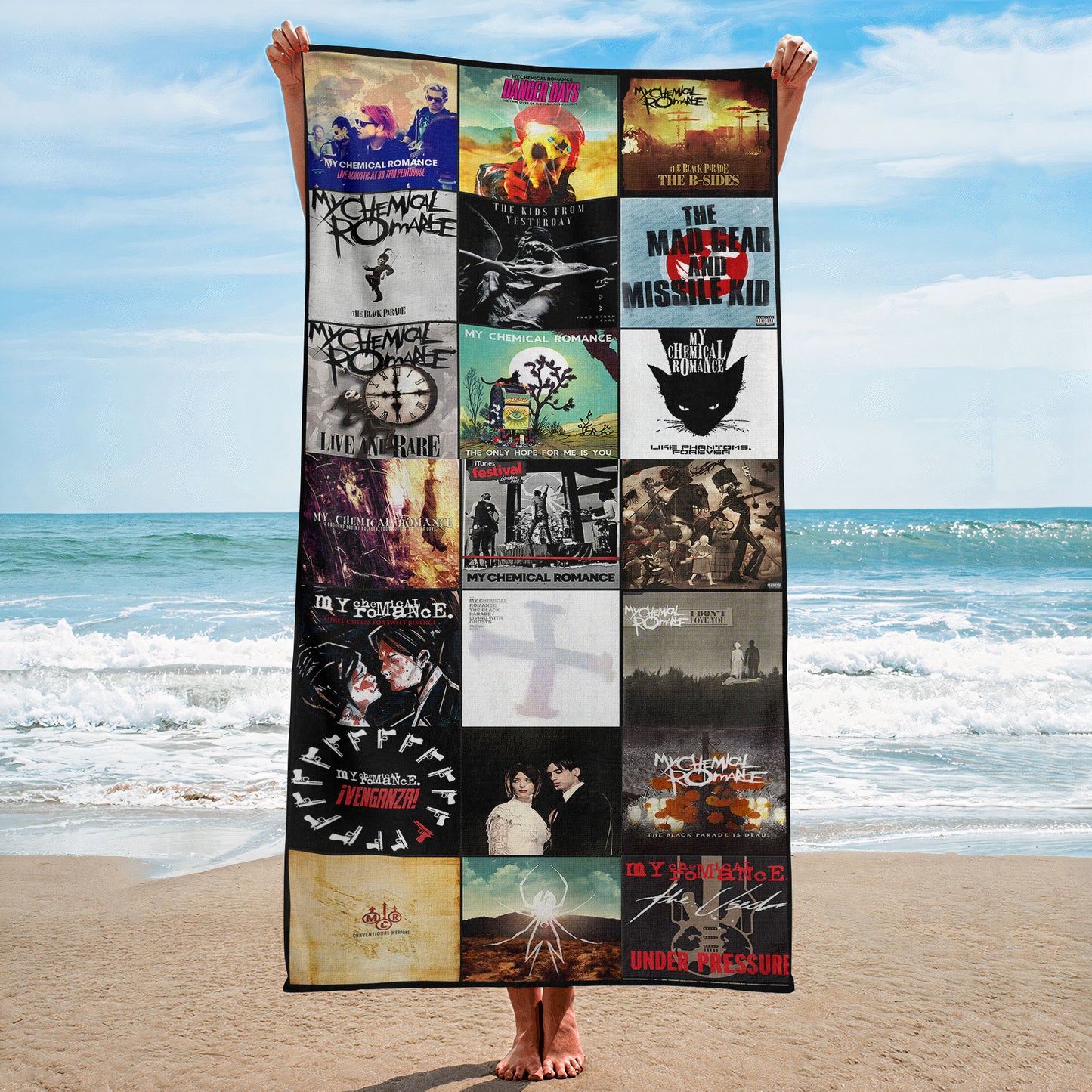 My Chemical Romance Beach Towel – Album Cover Collage Classic Rock Towel