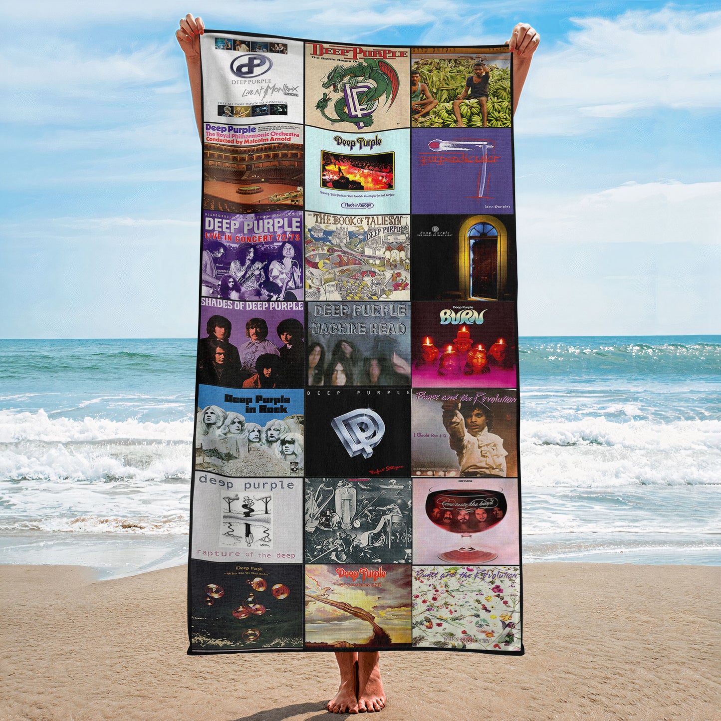 Deep Purple Beach Towel – Album Cover Collage Classic Rock Towel