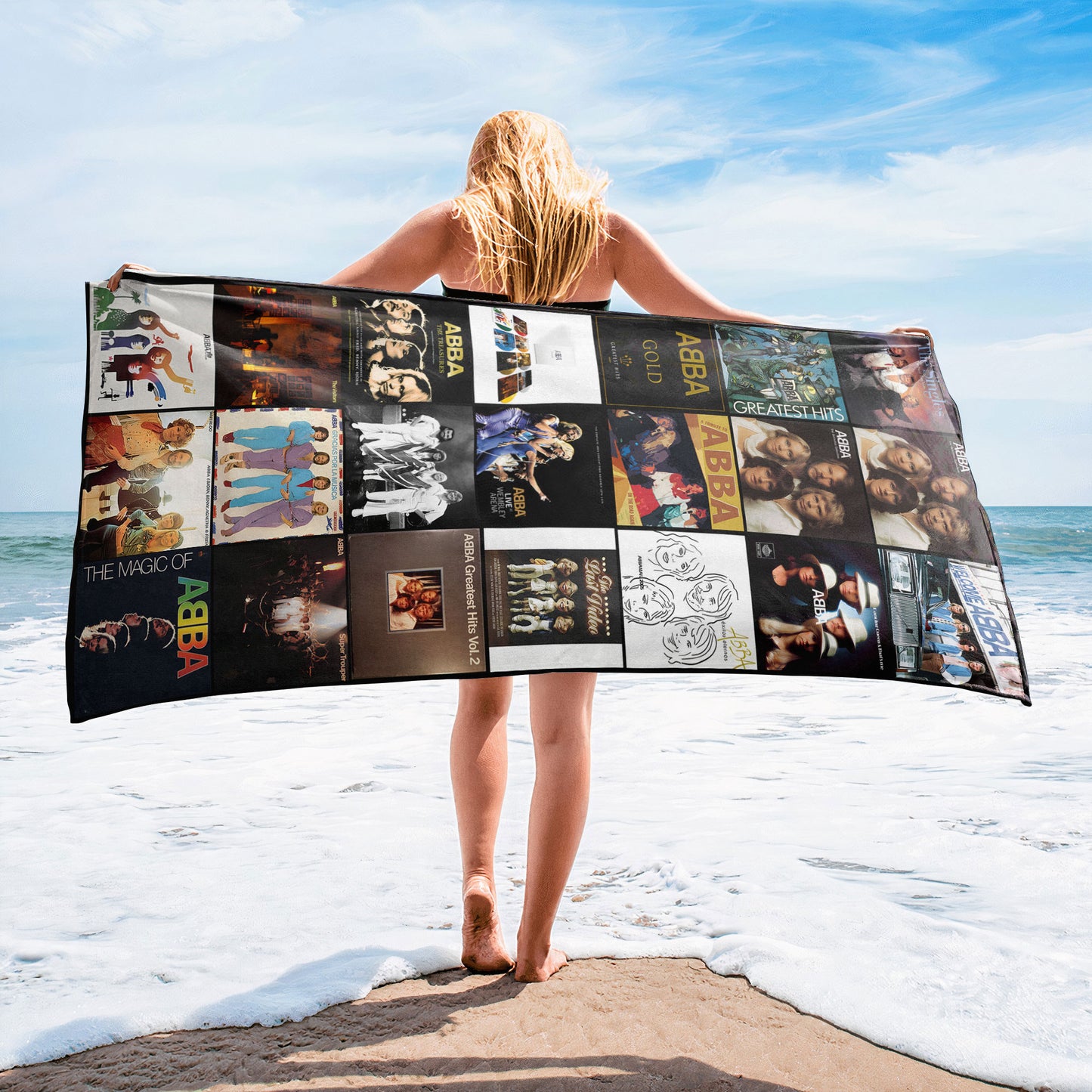 ABBA Beach Towel – Album Cover Collage Classic Rock Towel