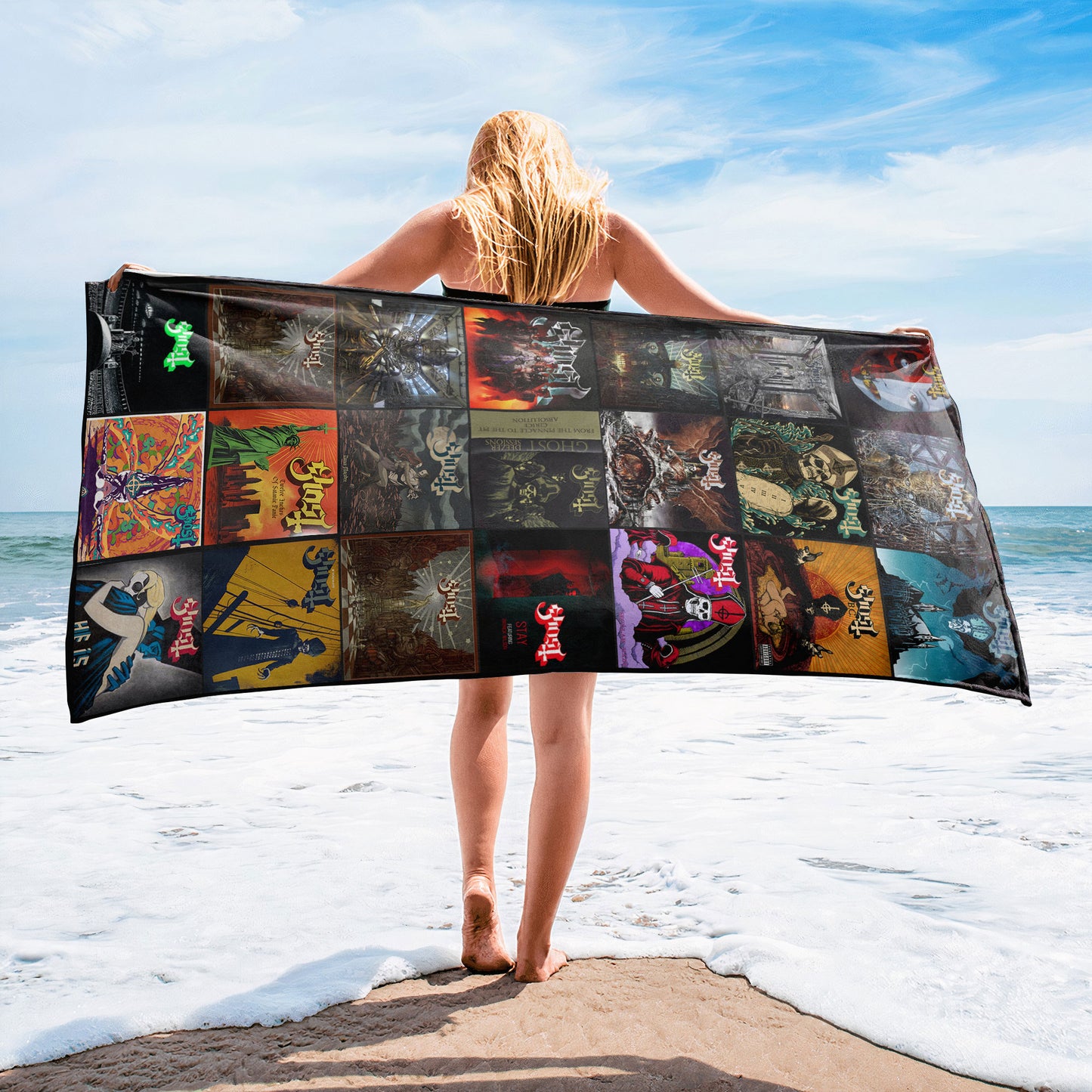 Ghost Beach Towel – Album Cover Collage Classic Rock Towel