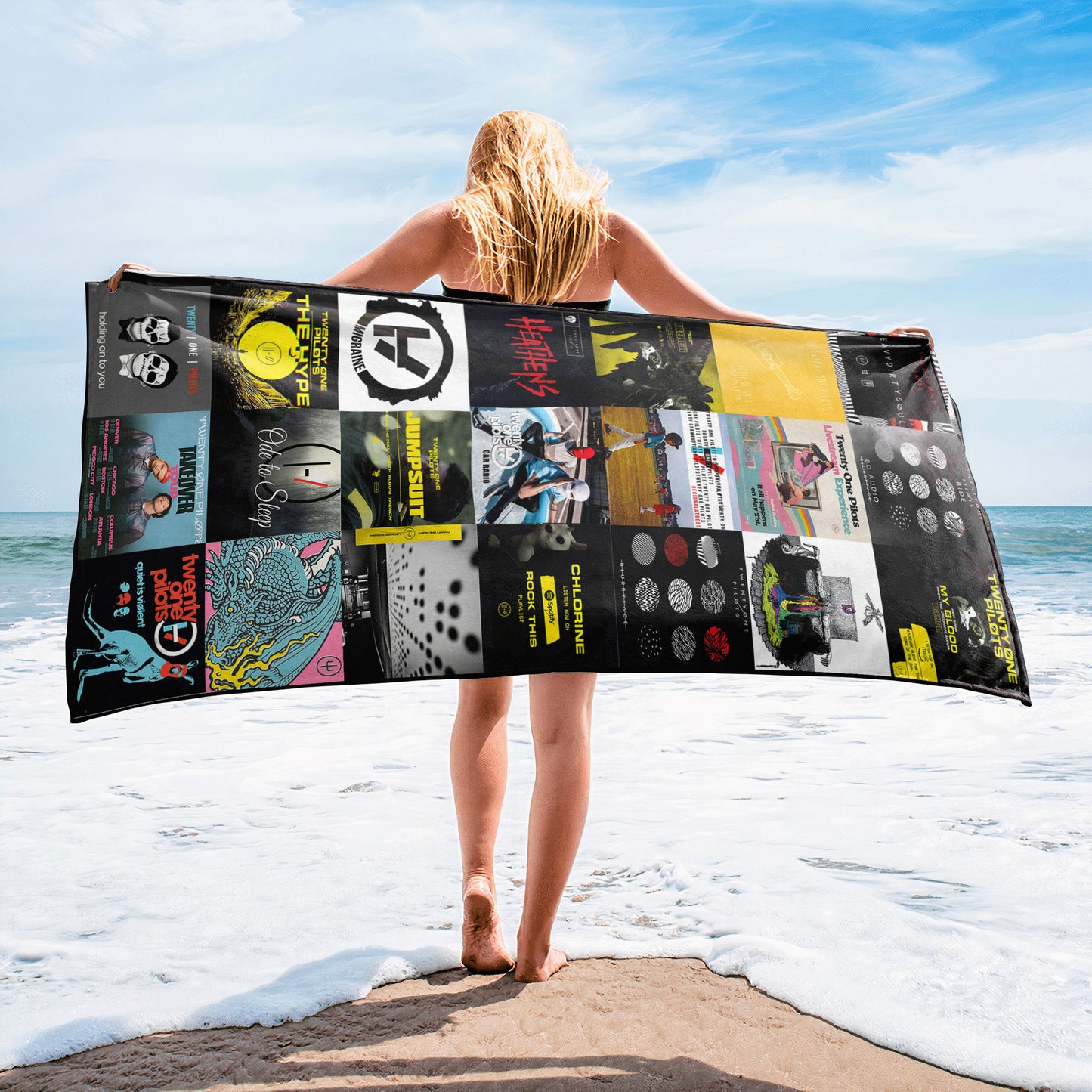 Twenty One Pilots Beach Towel – Album Cover Collage Classic Rock Towel