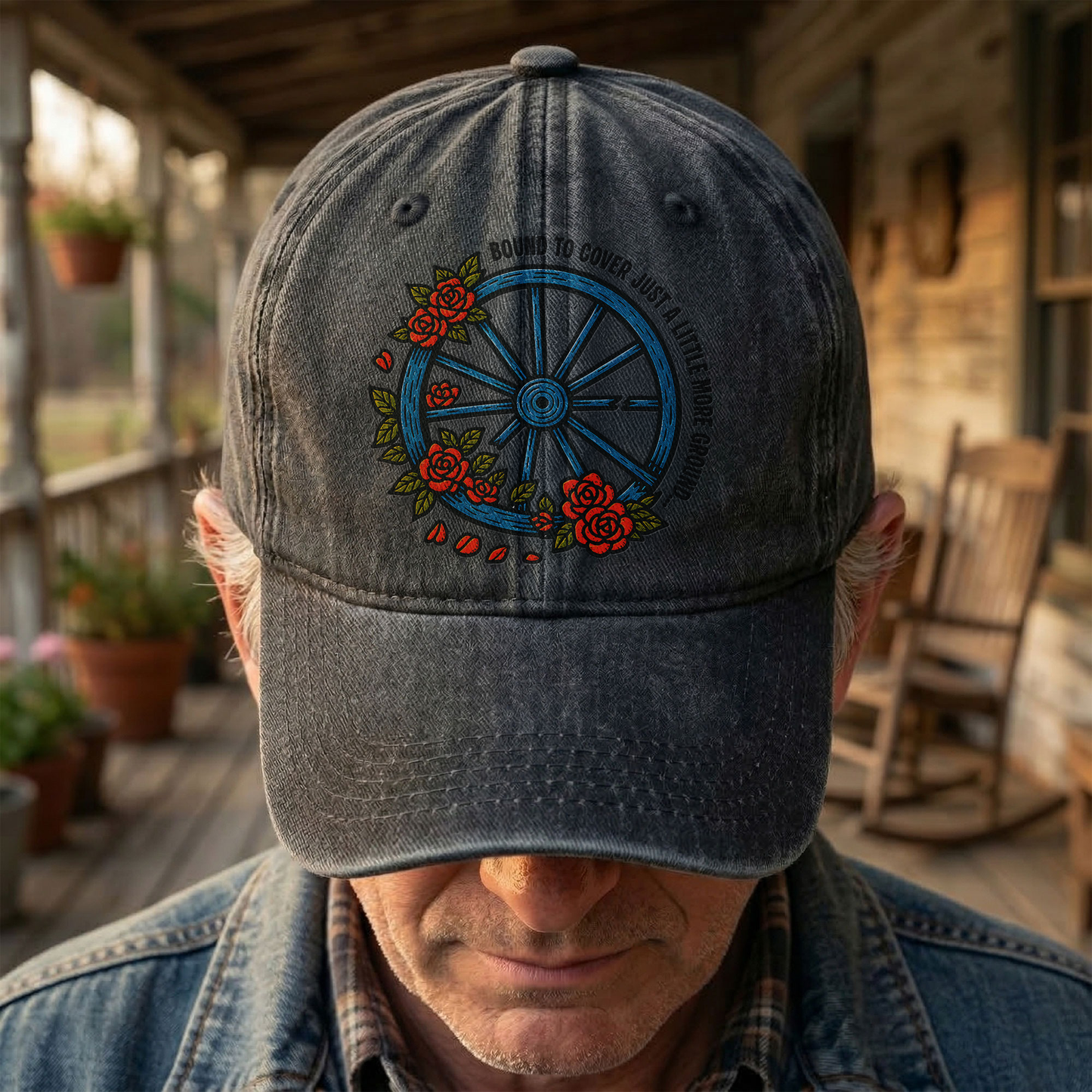 Grateful Dead Bound To Cover Just A Little More Ground Wheel Roses Denim Cap – Retro Vintage Dad Cap Gift For Dad (With Box)