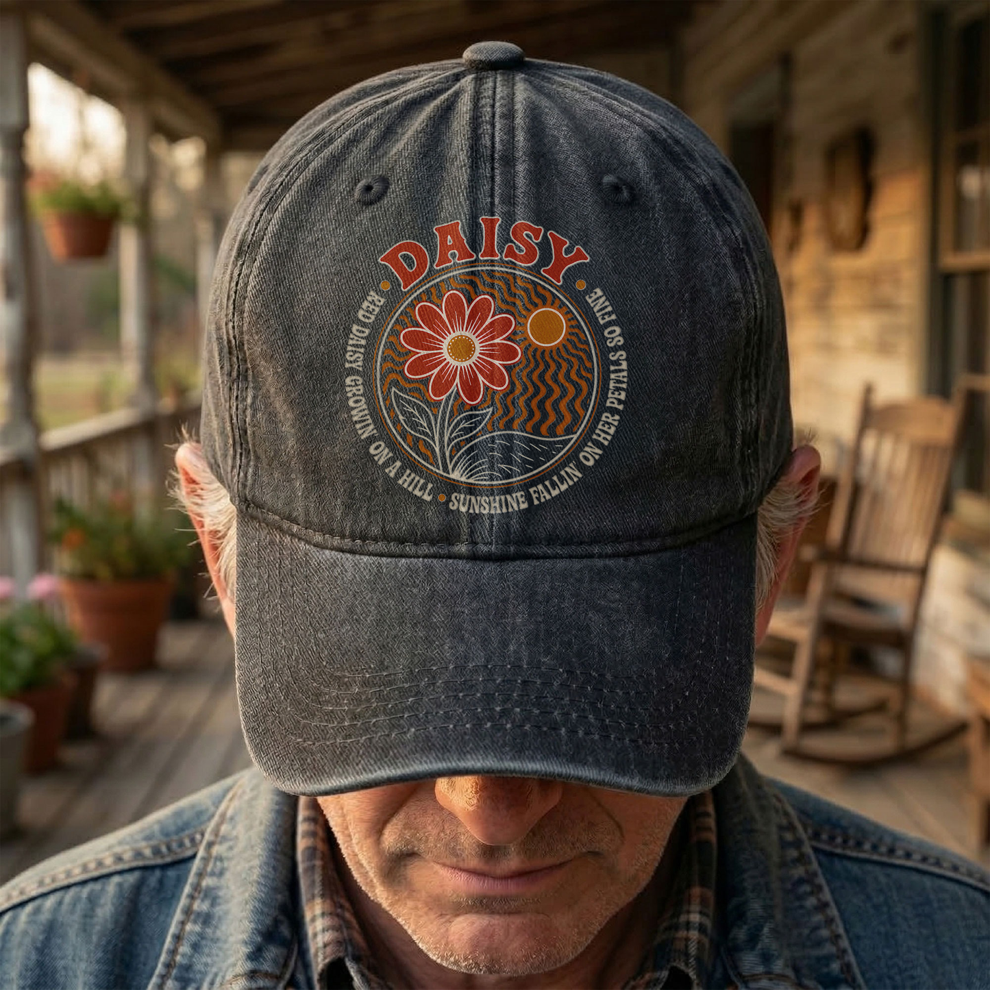 Grateful Dead Red Daisy Lyrics Music Merch Denim Cap – Retro Vintage Dad Cap Gift For Dad (With Box)