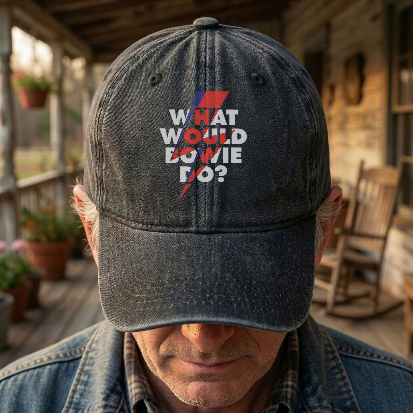 What Would Bowie Do Vintage Denim Cap – Retro Music David Bowie Cap Gift For Dad (With Box)