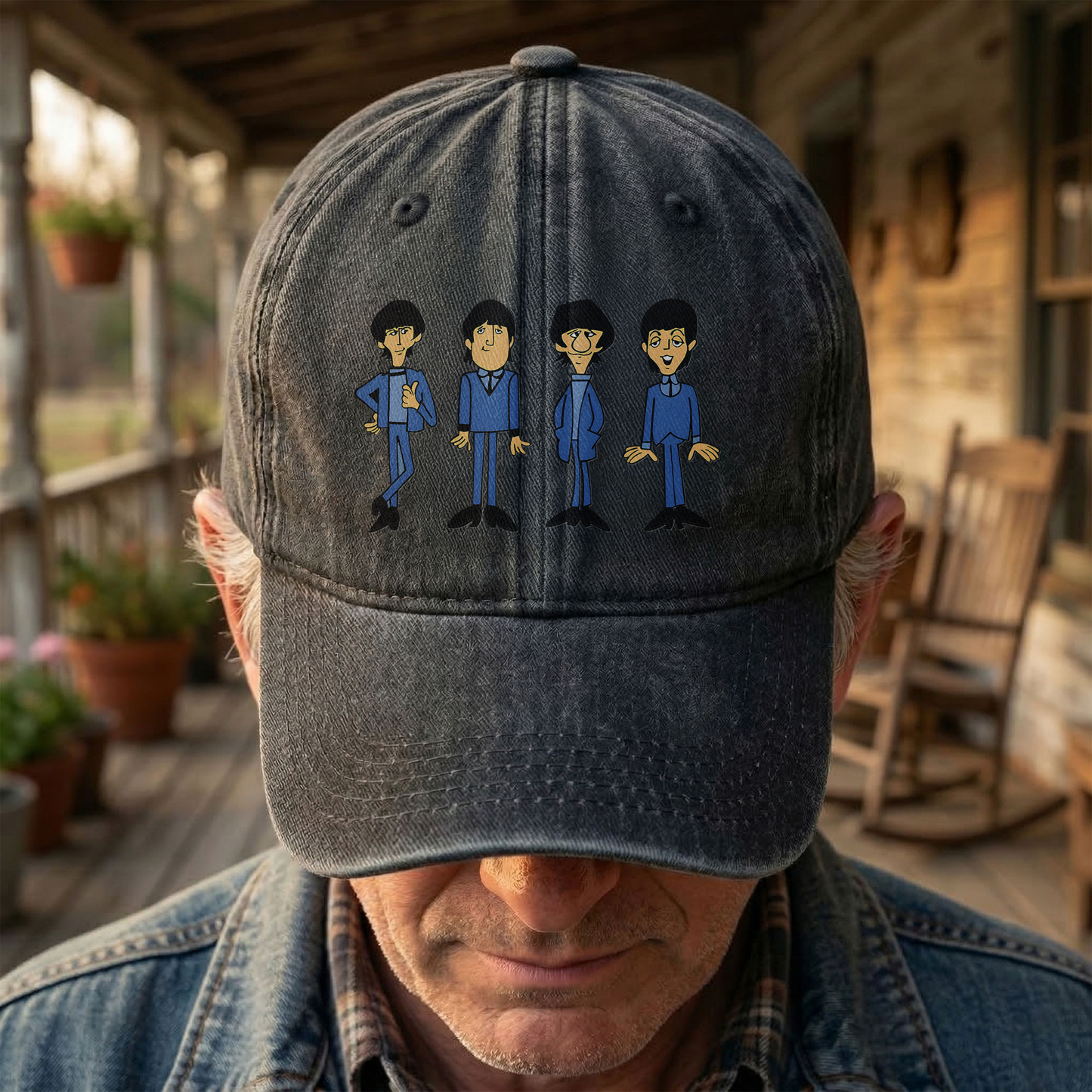 1965 Beatles Cartoon Series Denim Cap – Retro The Beatles Merch Gift for Dad (With Box)