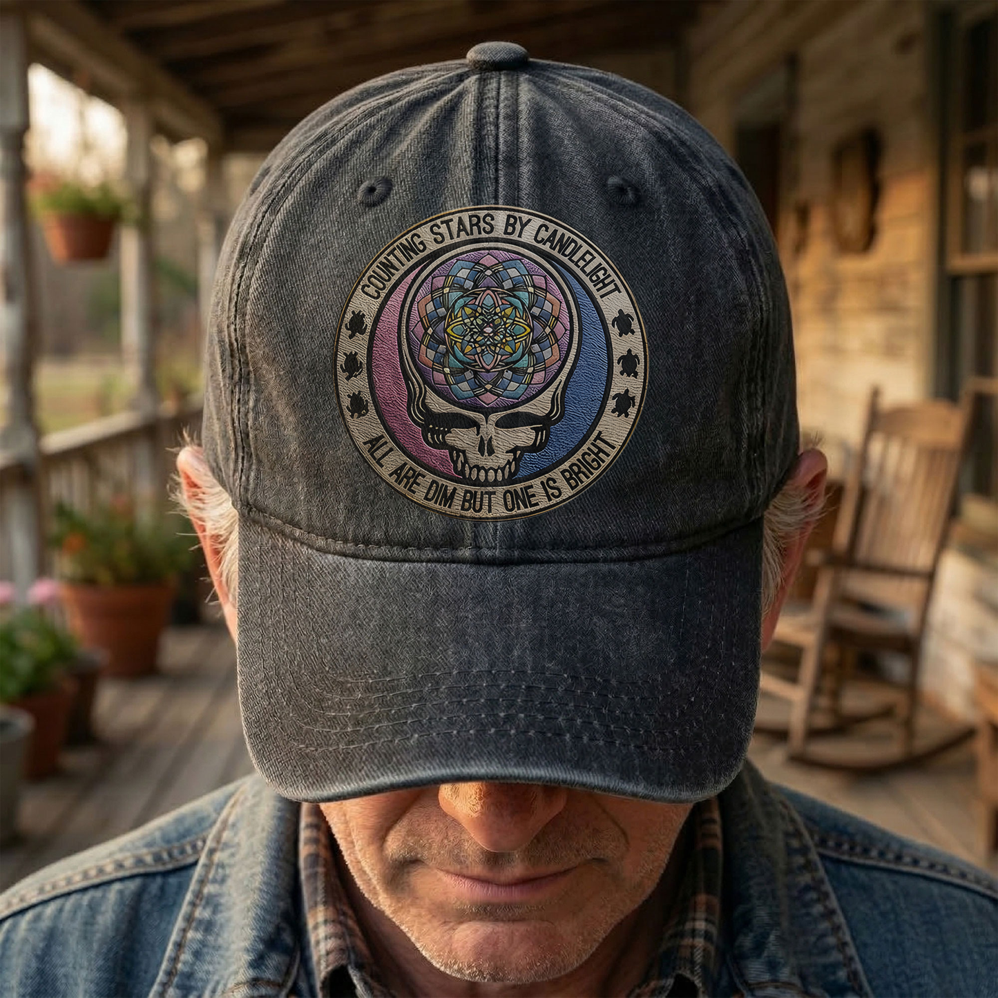 Grateful Dead Steal Your Face Terrapin Station Song Denim Cap – Retro Vintage Dad Cap Gift For Dad (With Box)