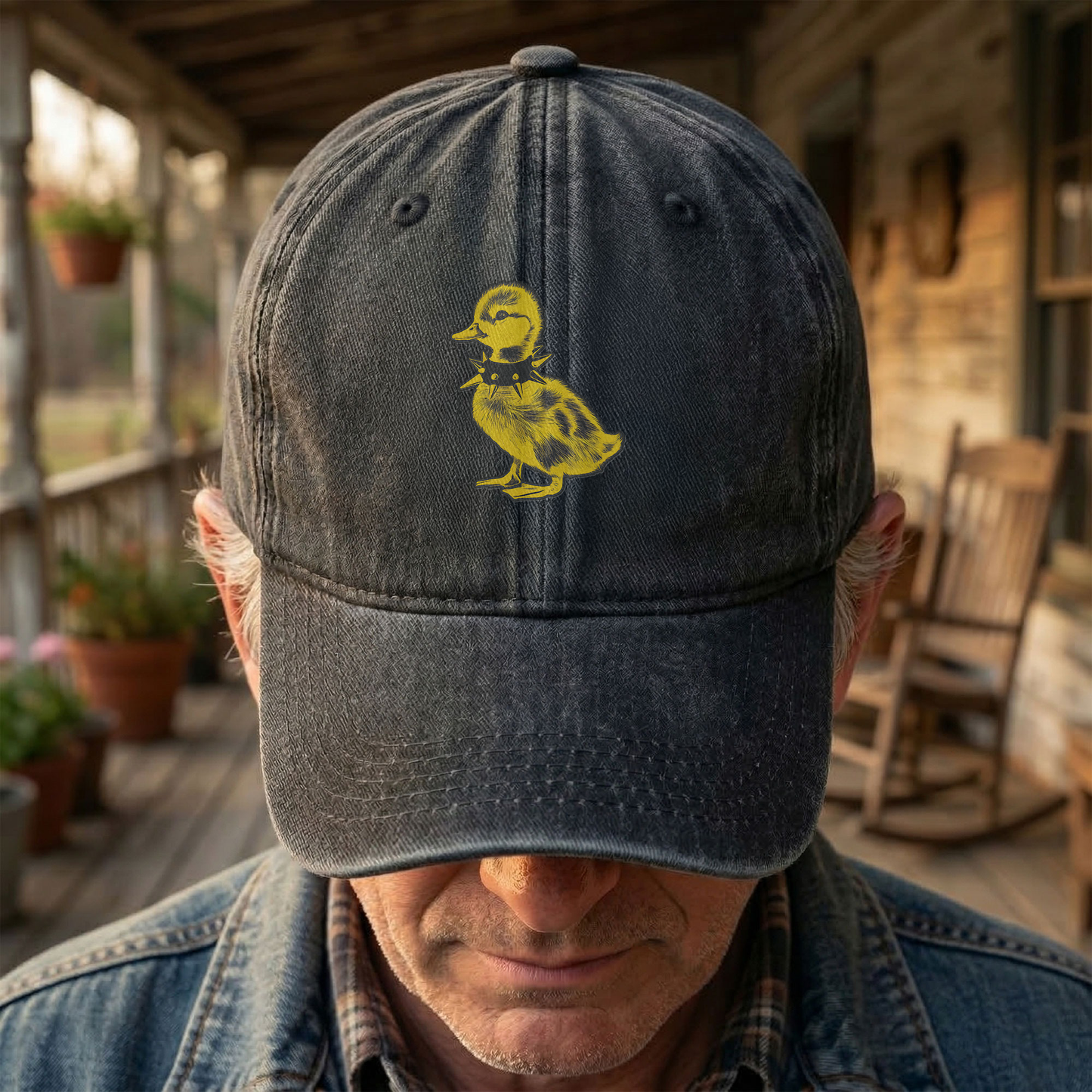Punk Rock Baby Duck Vintage Denim Cap – Rock Music Band Cap Gift For Dad (With Box)