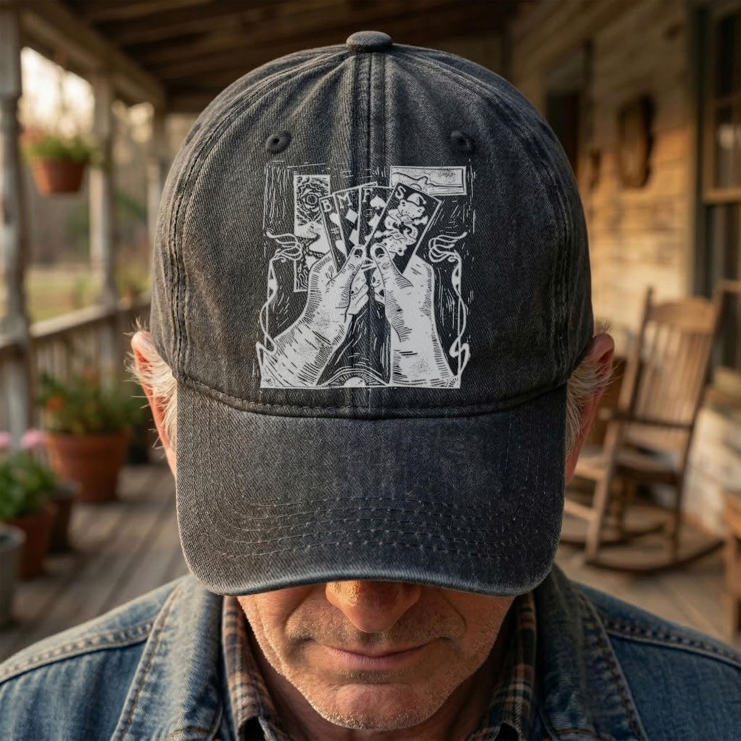Billy Strings BMFS Playing Cards Woodcut Graphic Music Merch Denim Cap – Retro Vintage Dad Cap Gift For Dad (With Box)