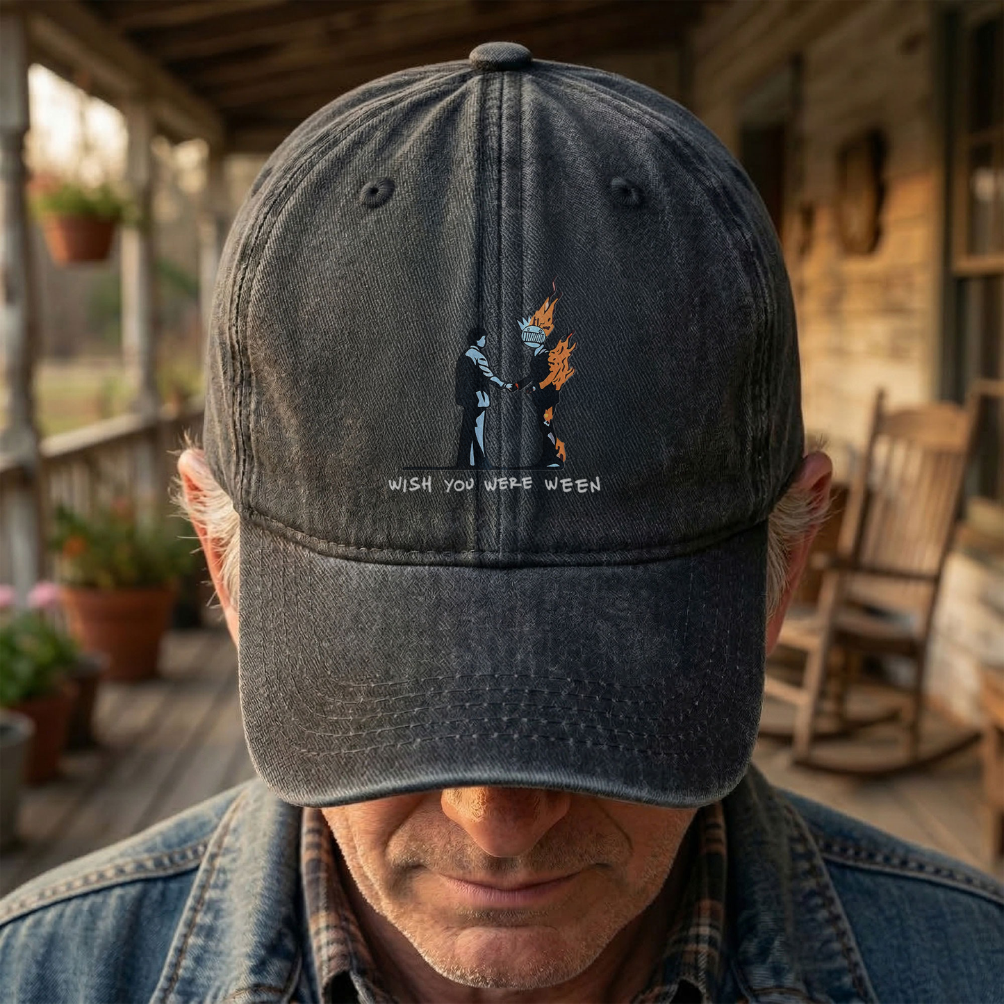 Wish You Were Ween Pink Floyd Denim Cap – Retro Pink Floyd Merch Gift for Dad (With Box)