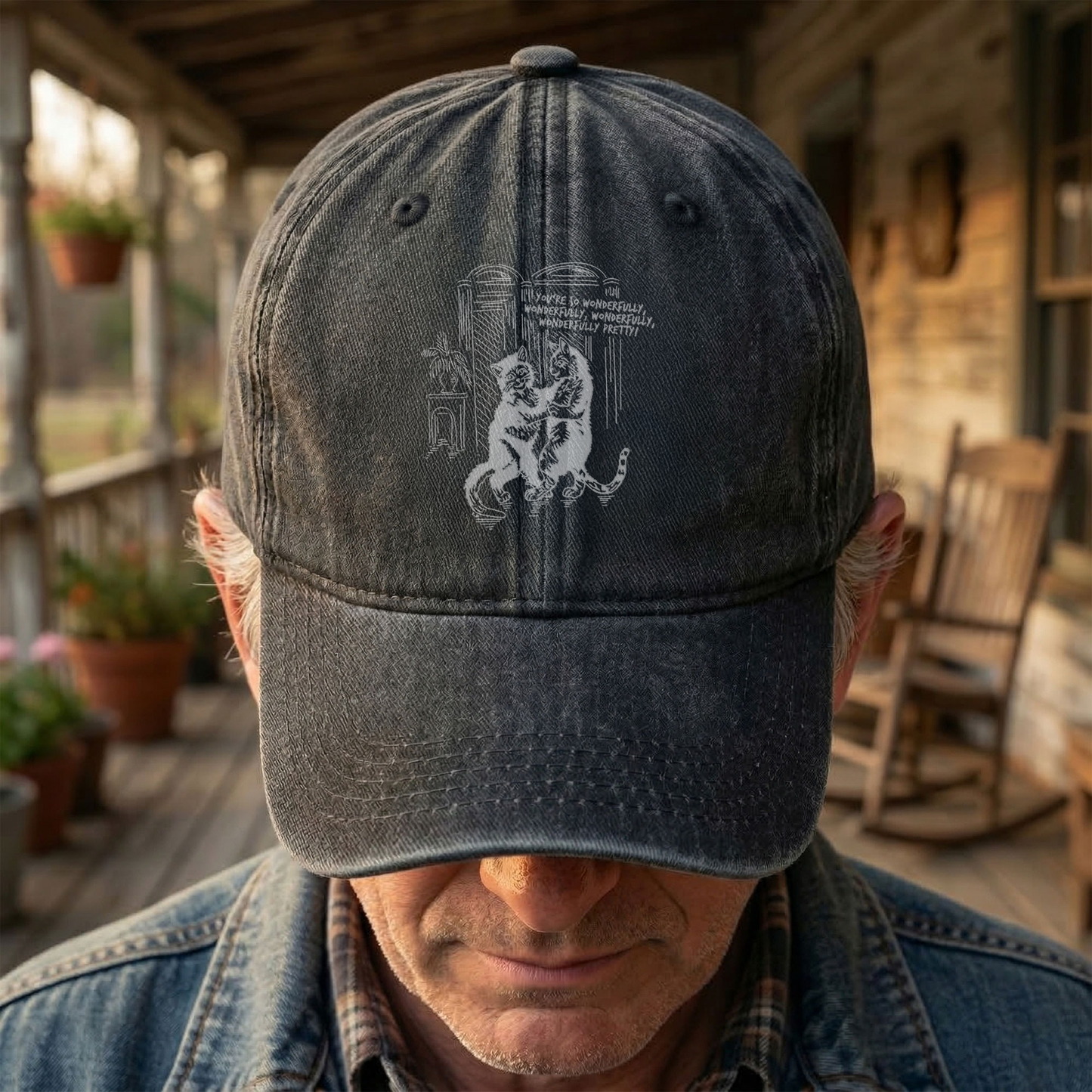 The Cure Lovecats Essential Artwork Vintage Denim Cap – Retro The Cure Band Merch Gift for Dad (With Box)