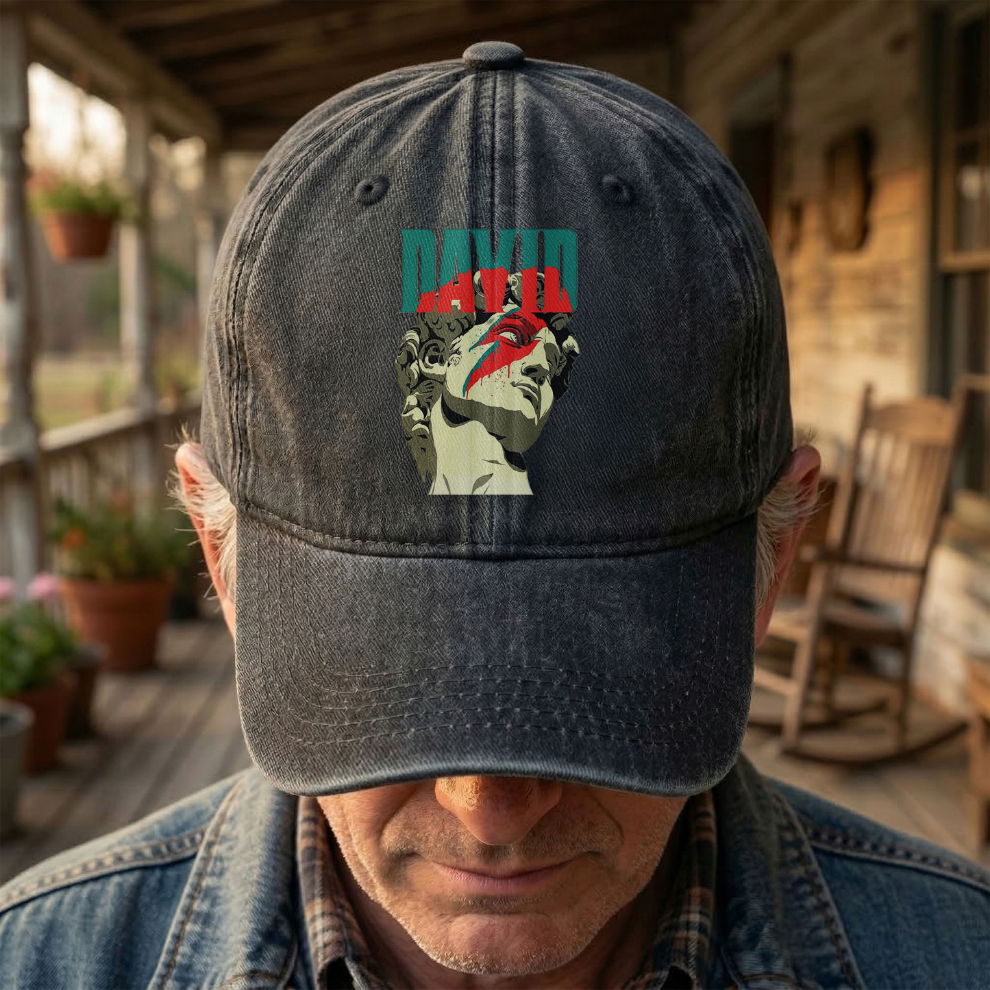 David Bowie Michelangelo David Statue Denim Cap – Retro Music Fan Cap Gift For Dad (With Box)